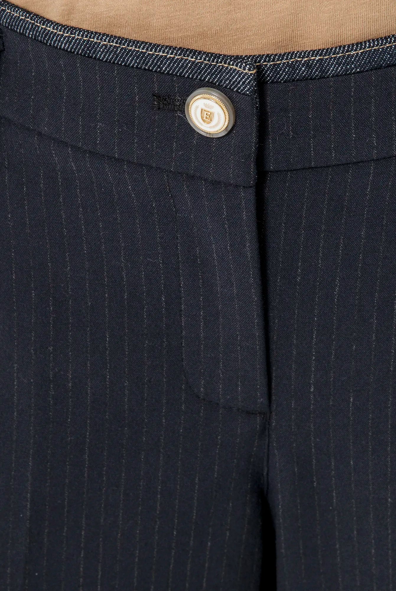 Pantalon bi matières rayé | Elora