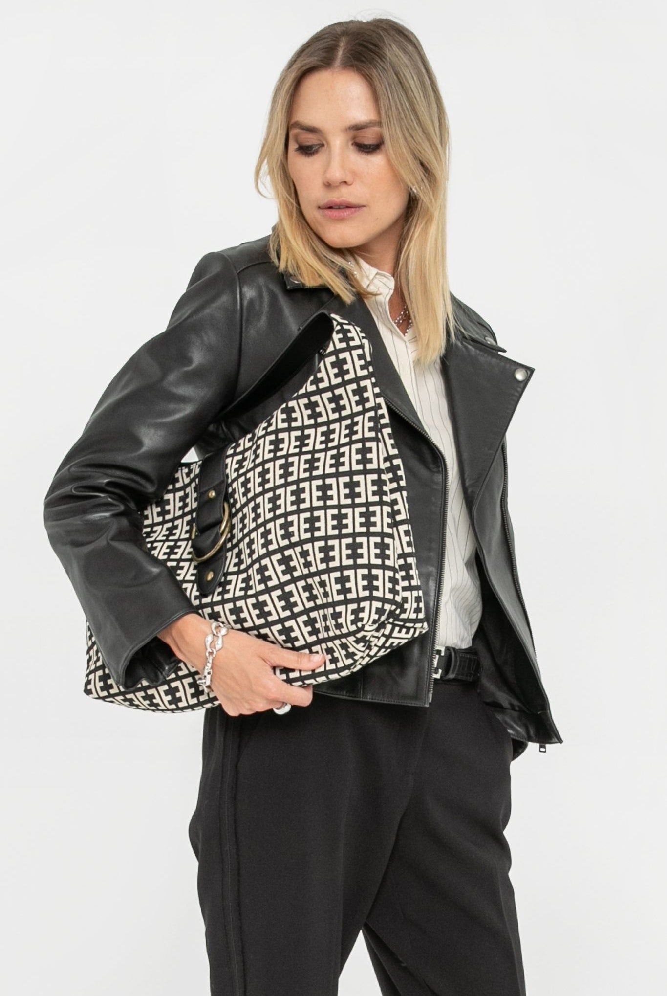 Sac monogramme noir et écru | Elora
