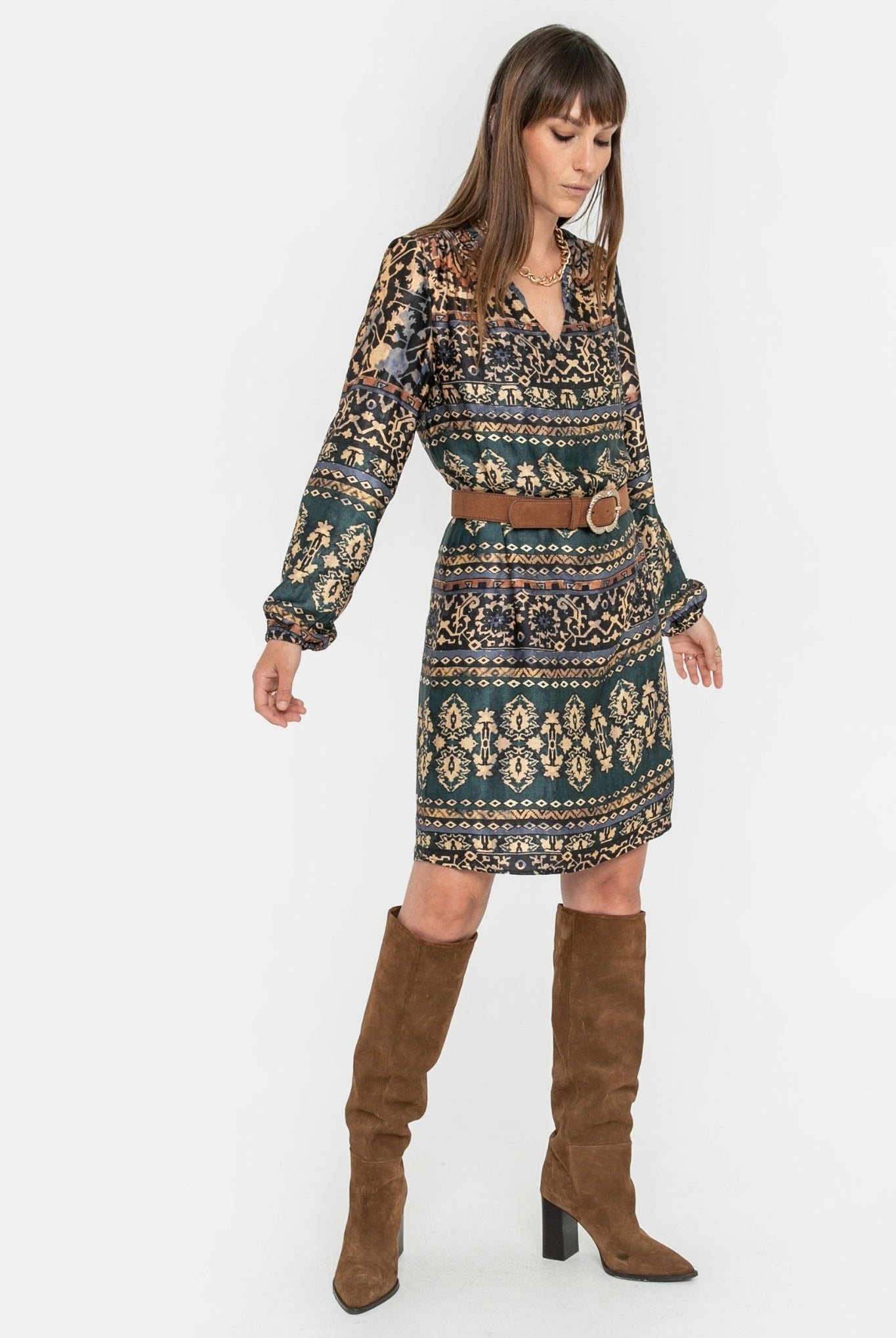 Robe et ceinture aux motifs aztèque | Elora
