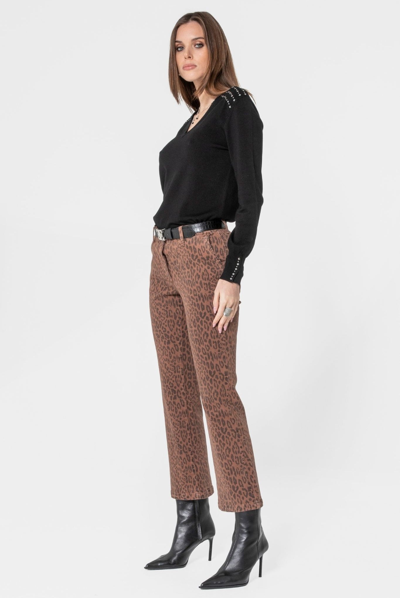 Pantalon bootcut à motif léopard | Elora