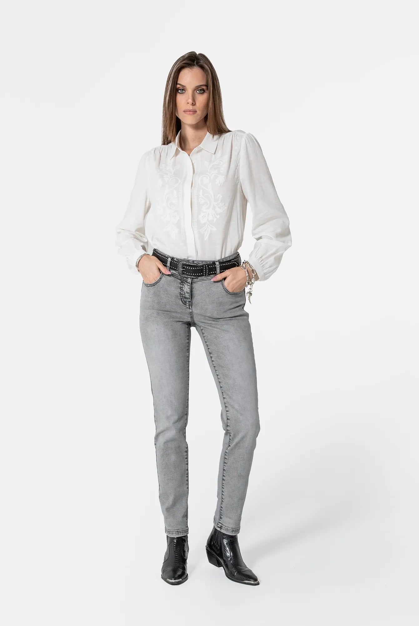 Jean droit gris clair | Elora
