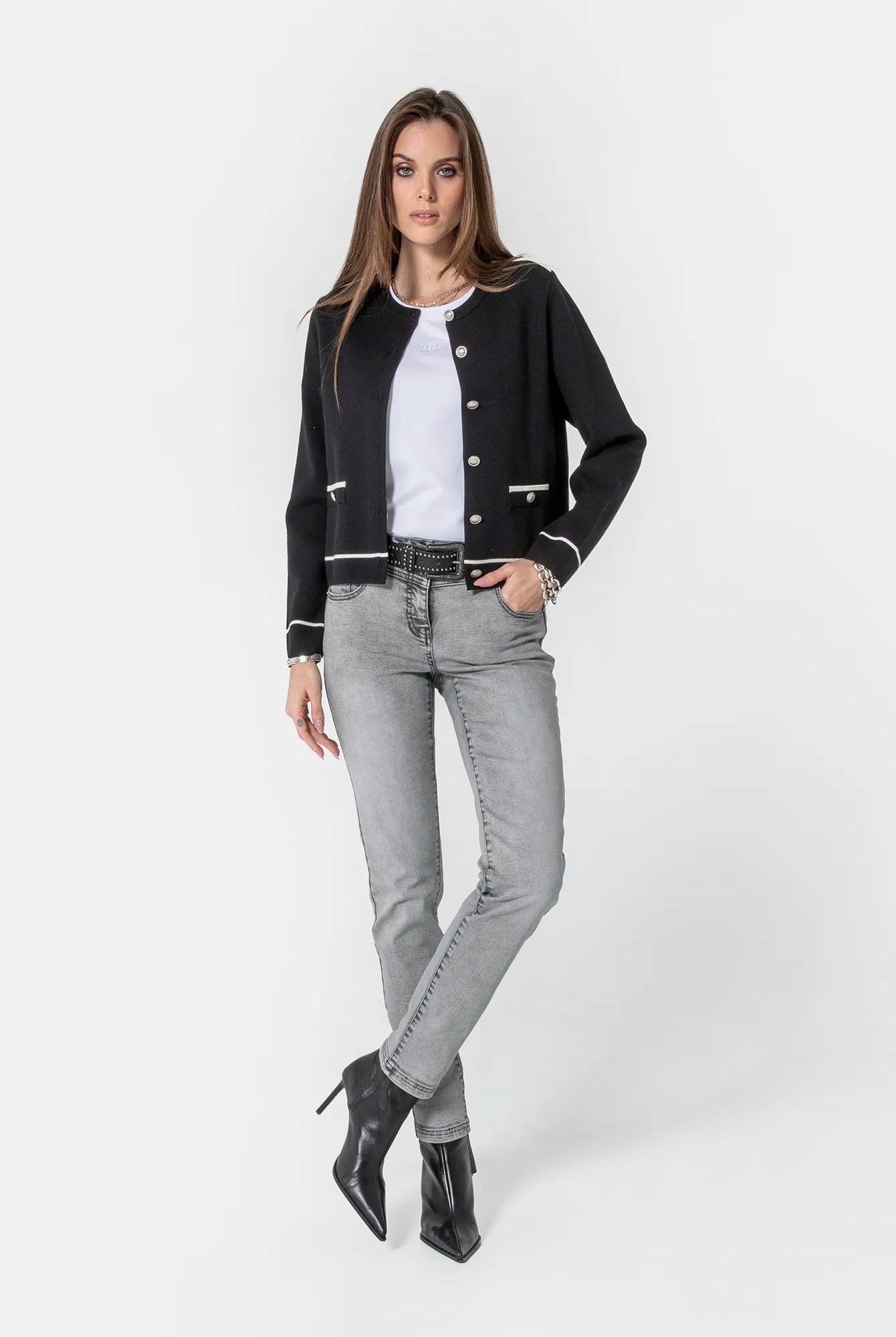 Gilet inspiration couture noir et écru | Elora
