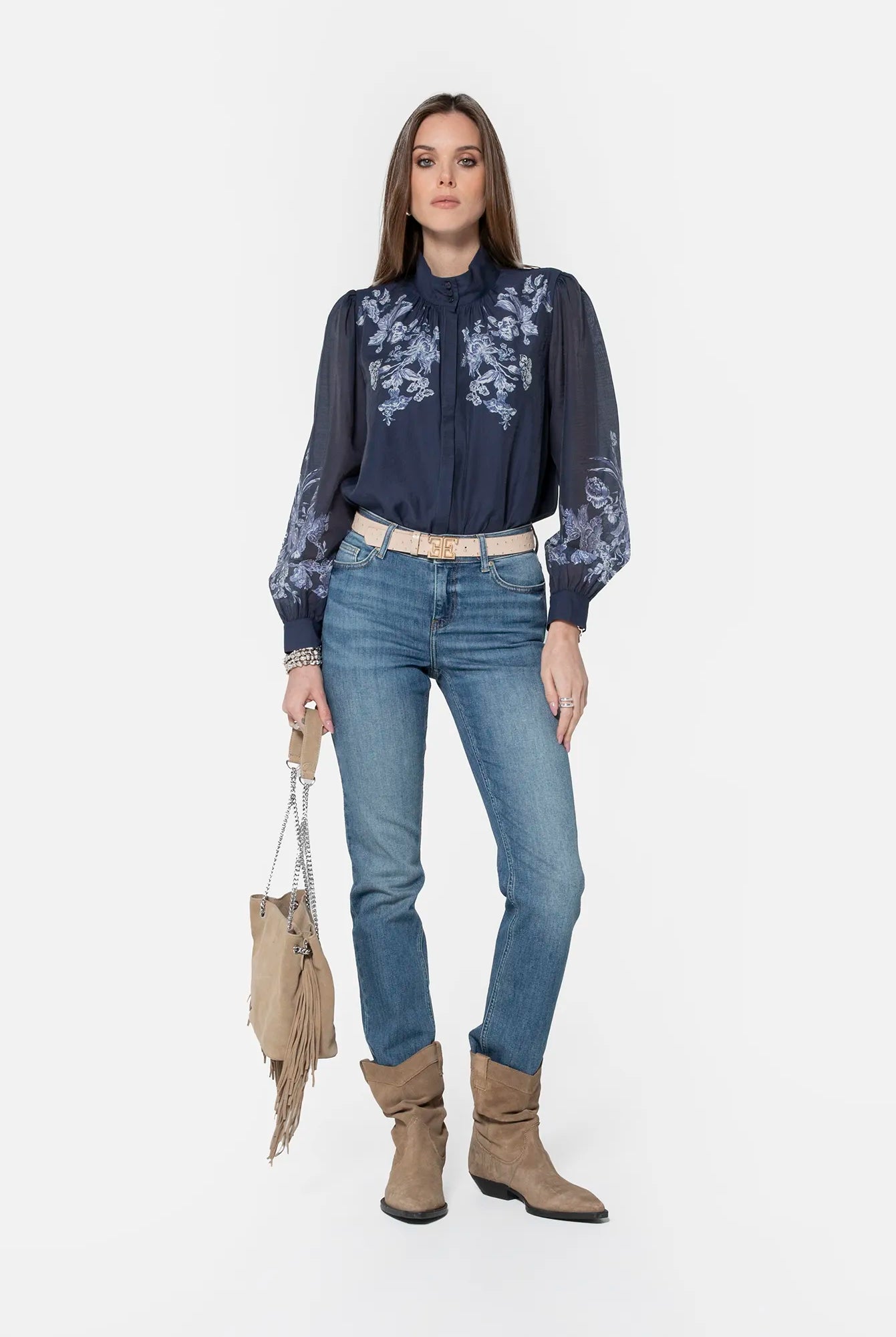 Blouse à motif floral bleu | Elora