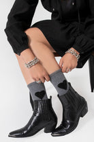 Chaussettes motif cœur gris | Elora