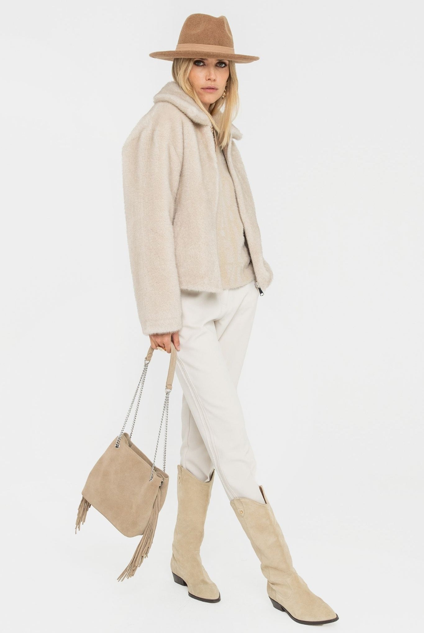 Blouson réversible beige | Elora