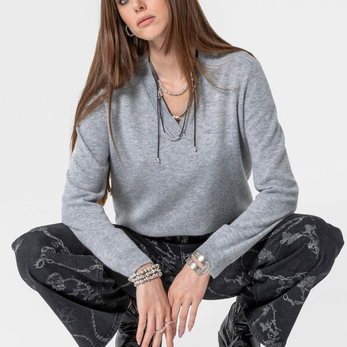 Pull-overs Col bénitier | Gris clair Pull-overs Col bénitier | Gris clair