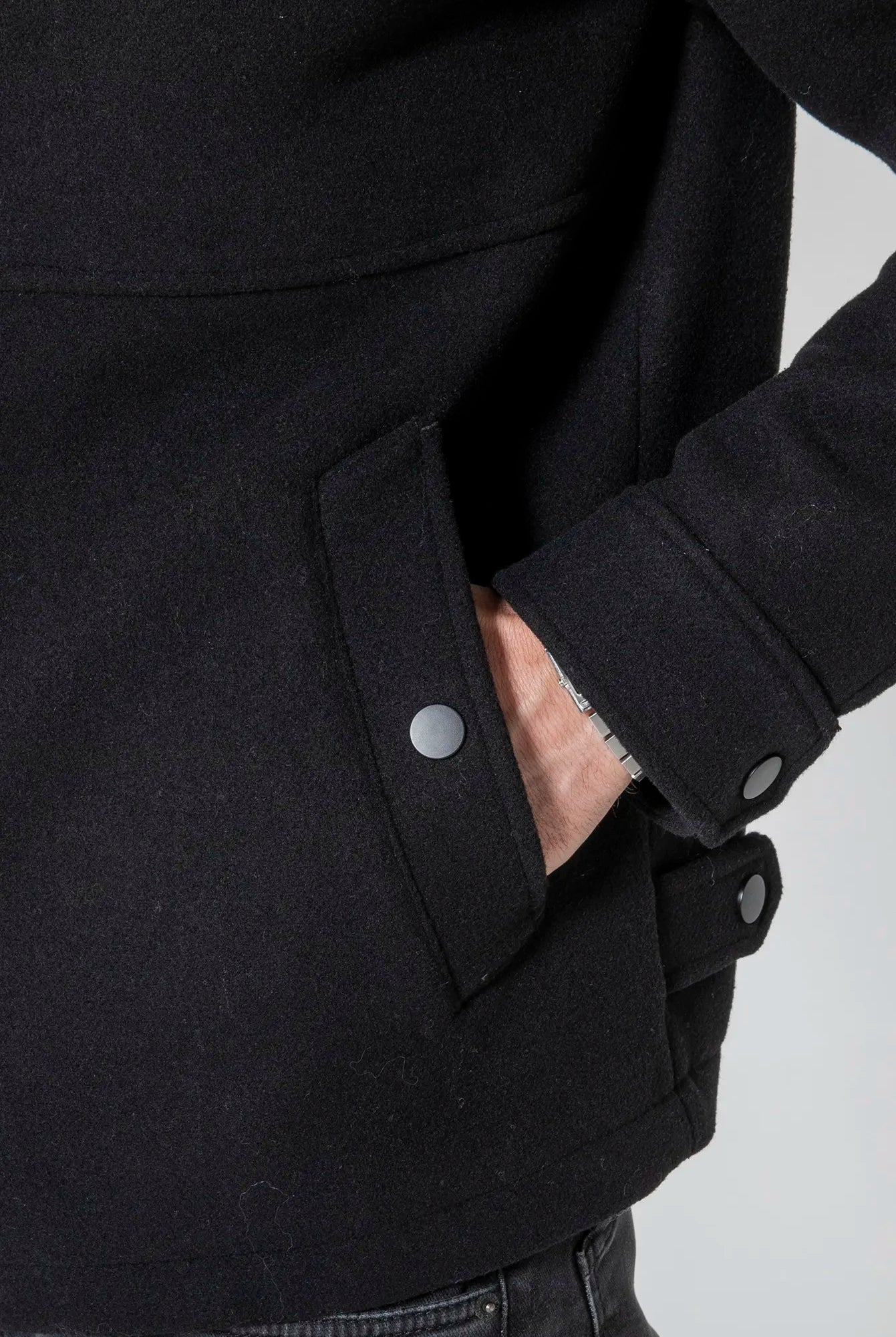 Blouson en drap de laine noir | Elora