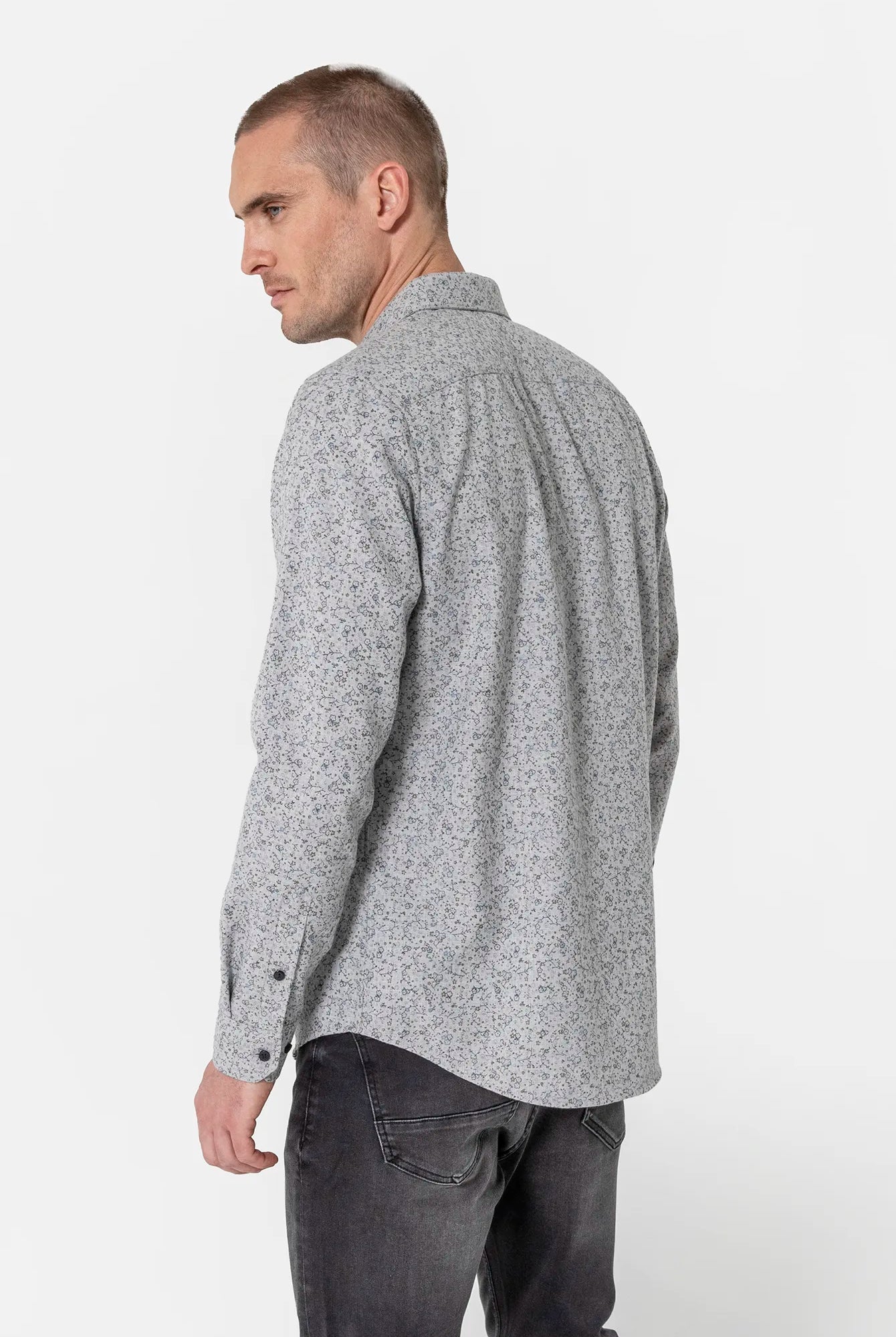 Chemise à motif floral gris | Elora