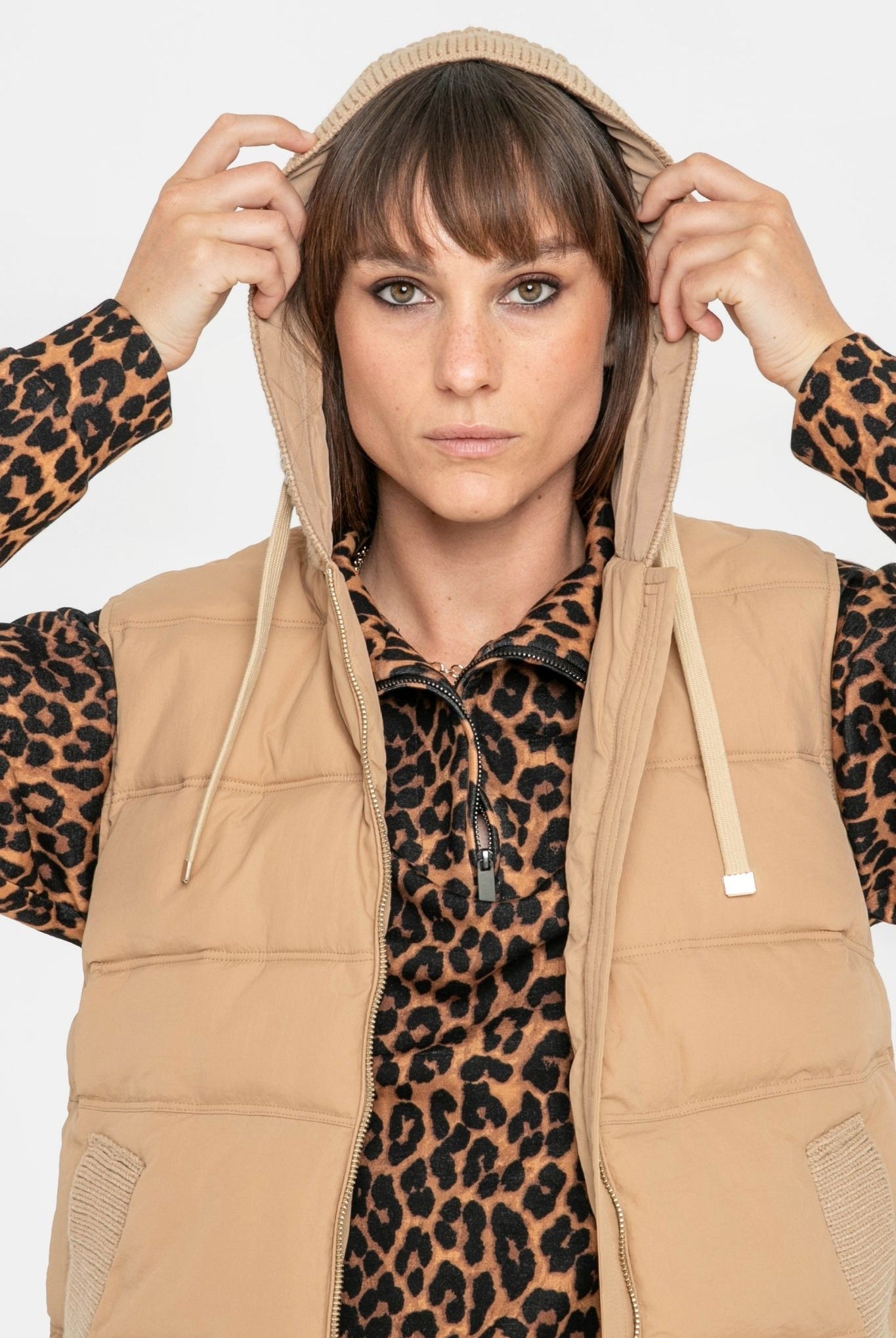 Doudoune sans manches beige | Elora