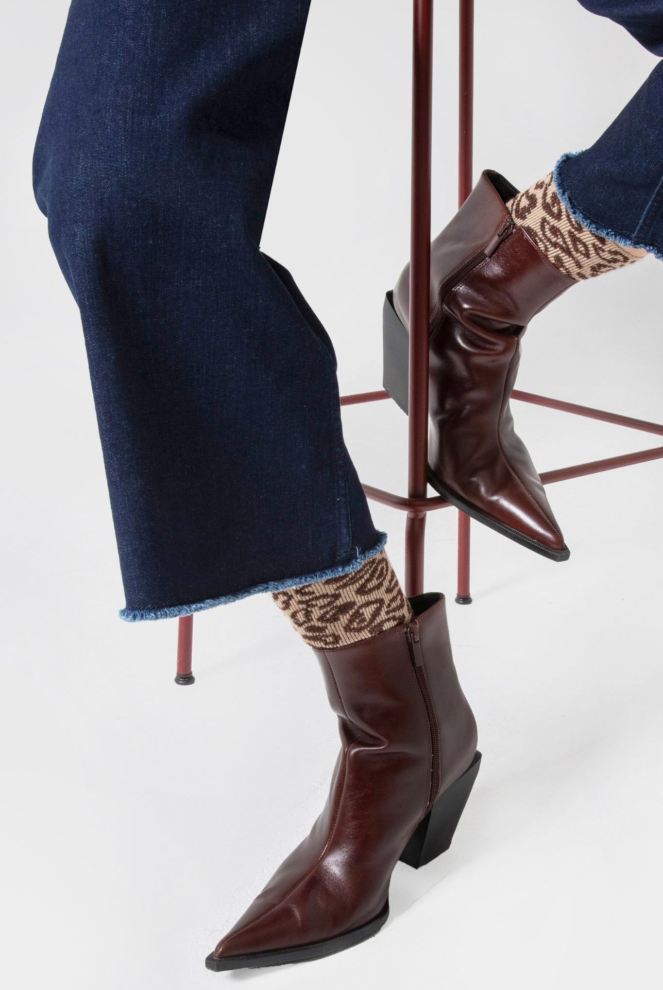 Chaussettes motif léopard beige | Elora