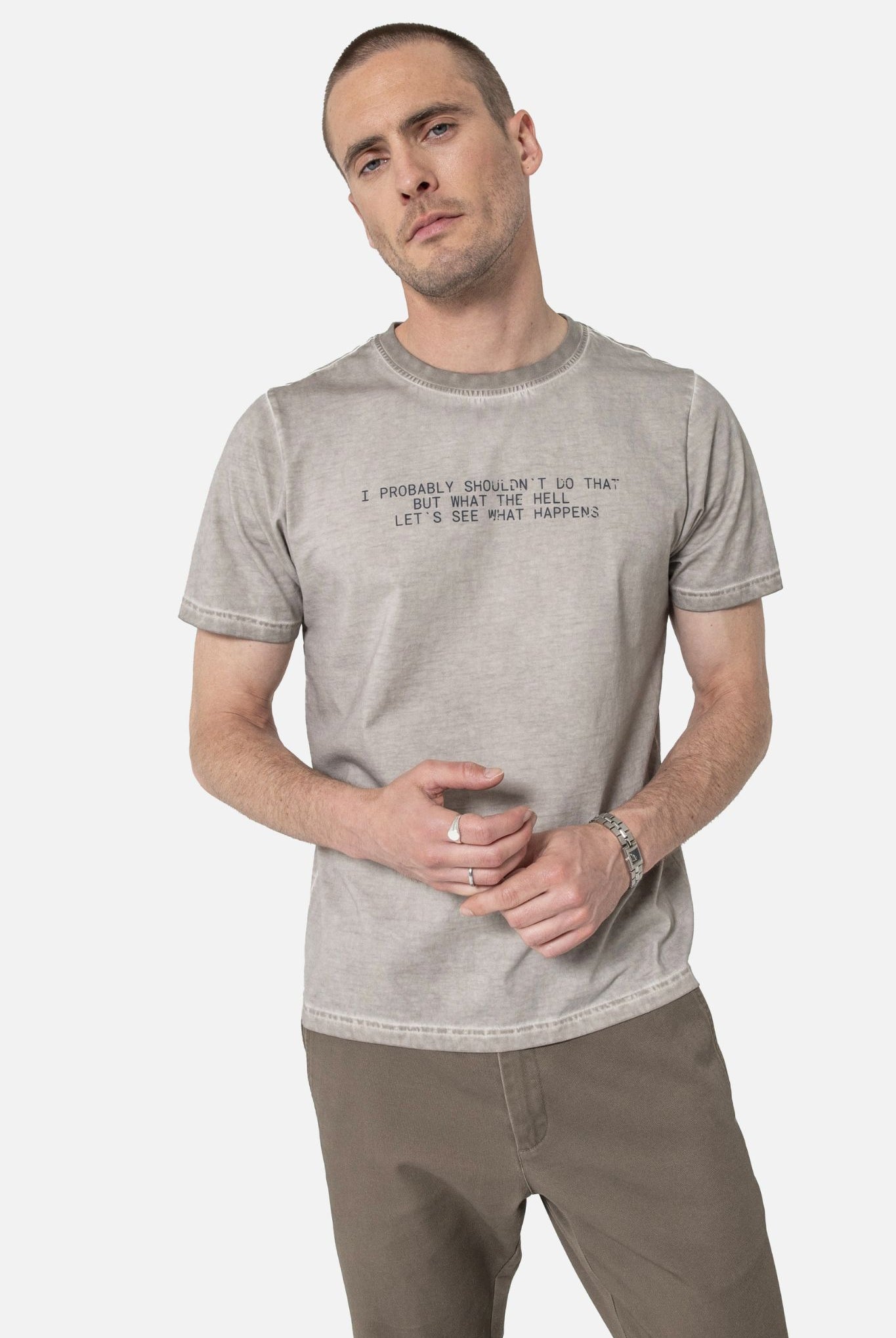 Tee-shirt à message gris clair | Elora