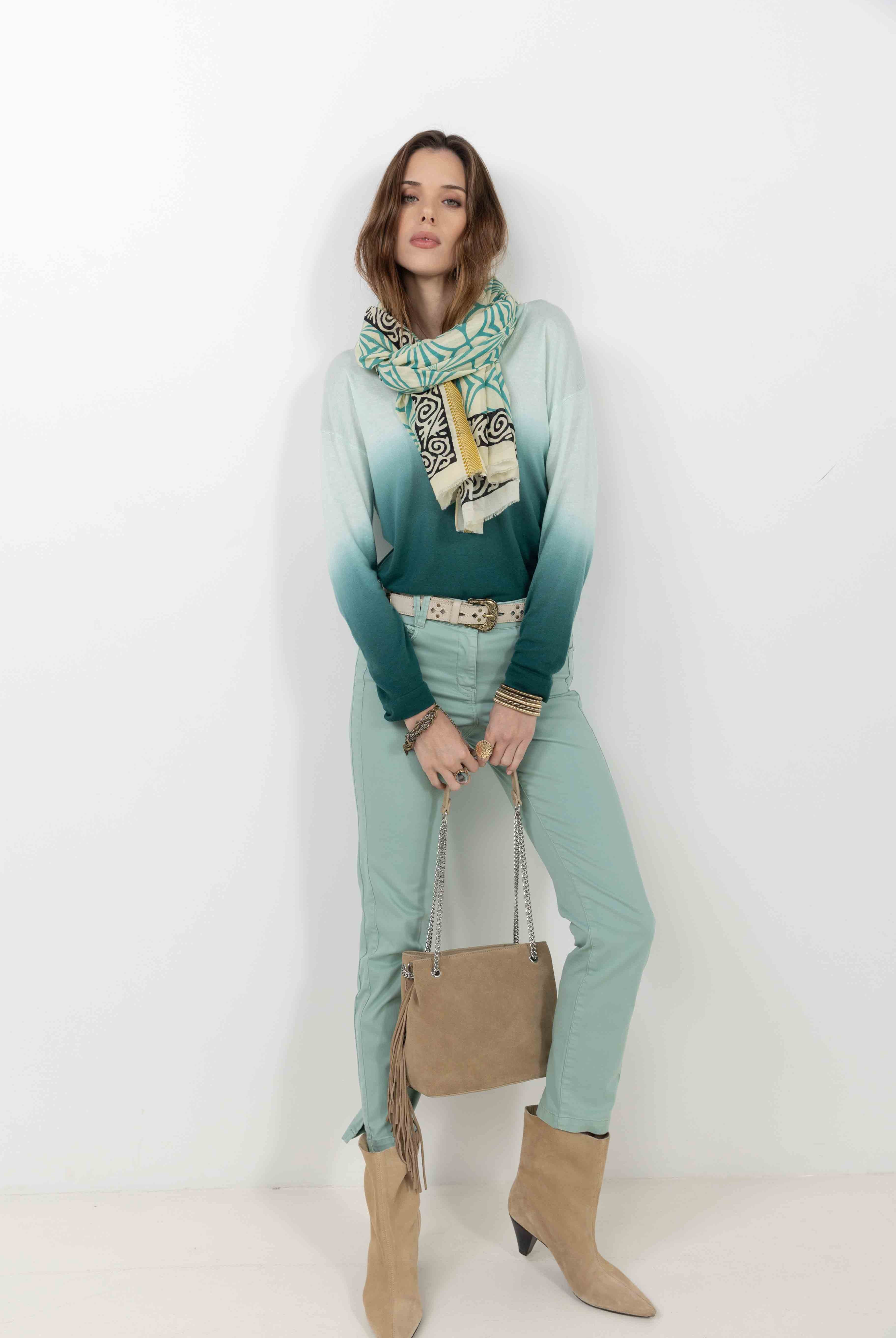 Pantalon menthe slim tendance | Elora