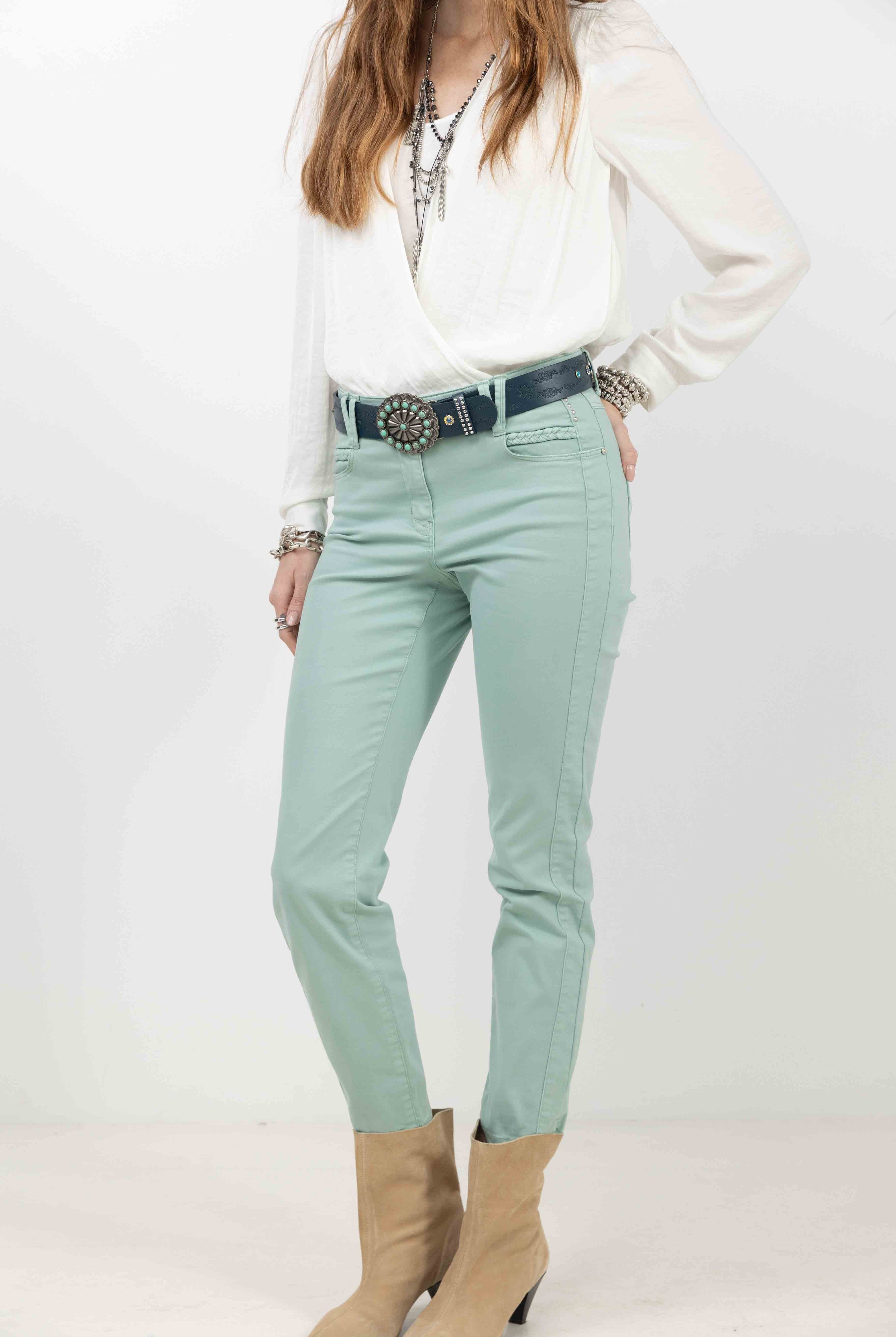 Pantalon menthe slim tendance | Elora