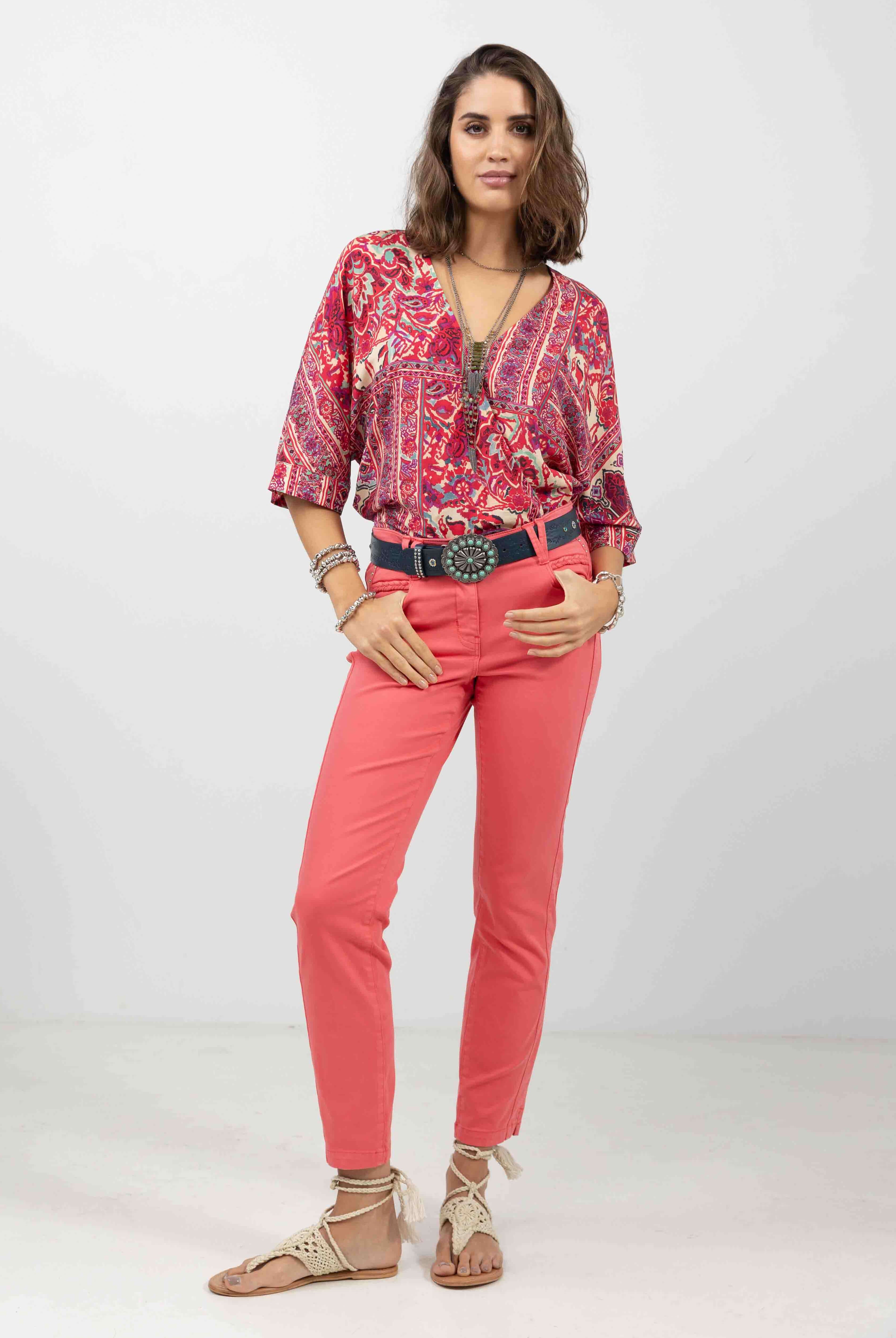 Pantalon rose slim tendance | Elora