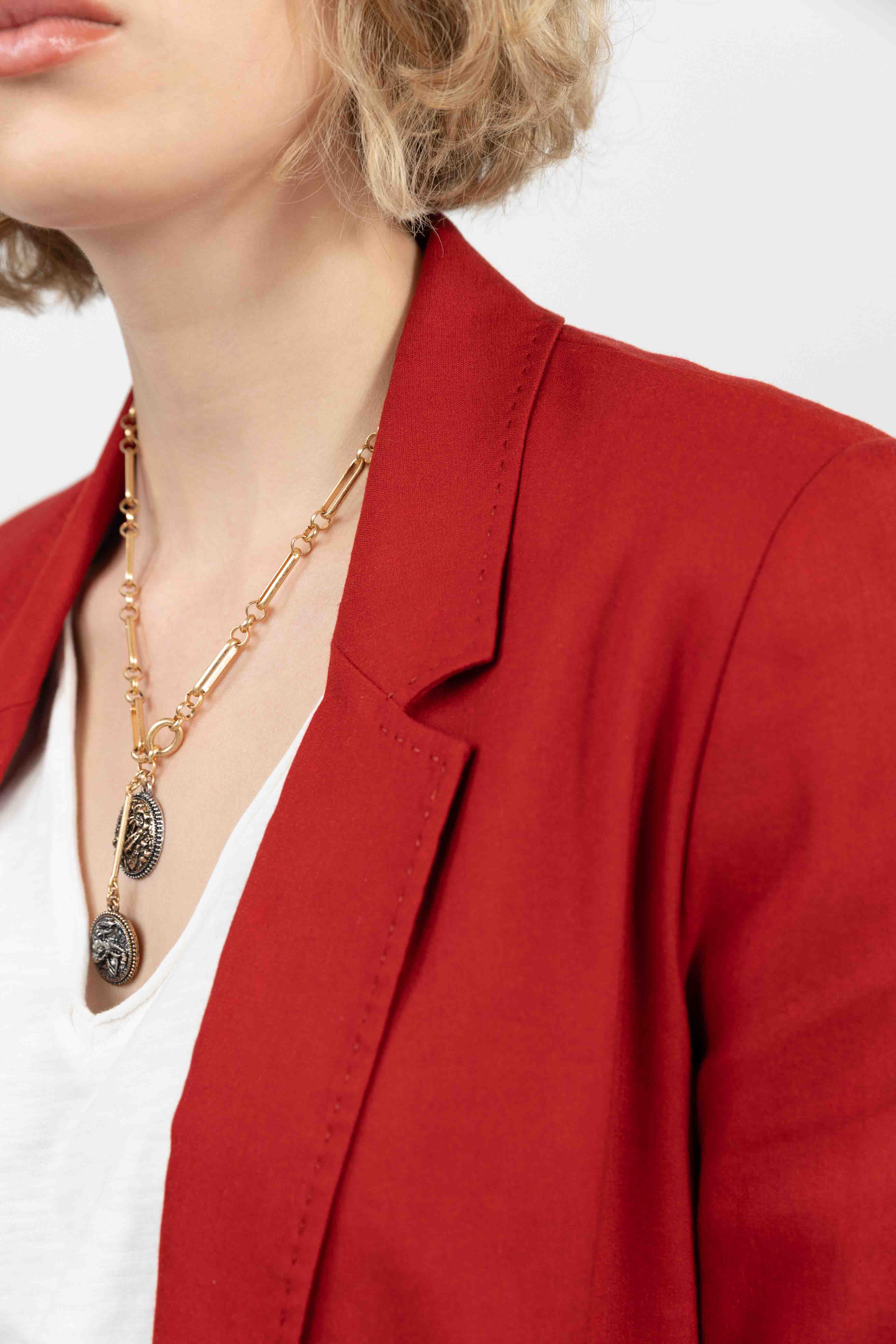 Veste rouge lin chic estivale | Elora