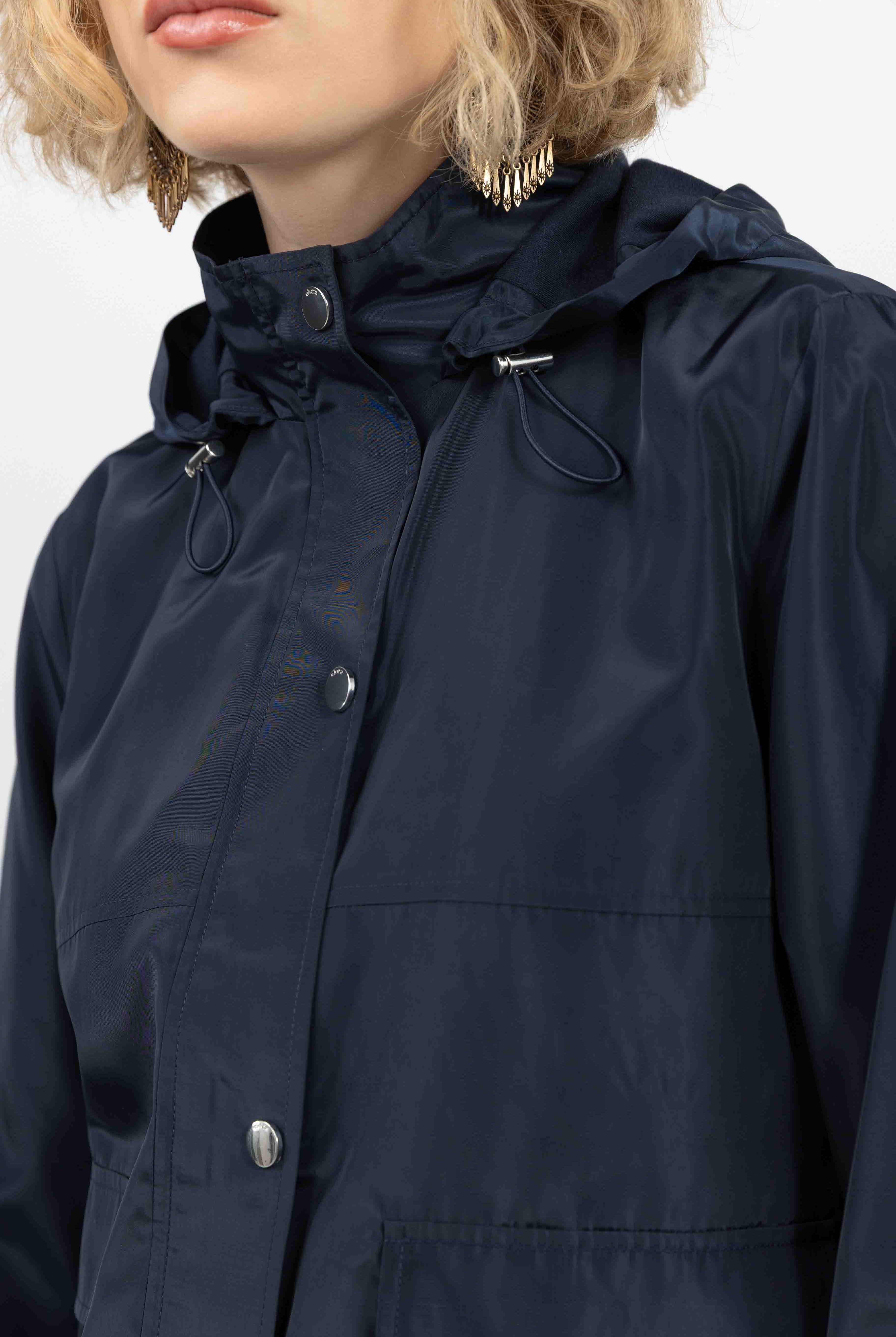 Parka bleu marine déperlante chic | Elora