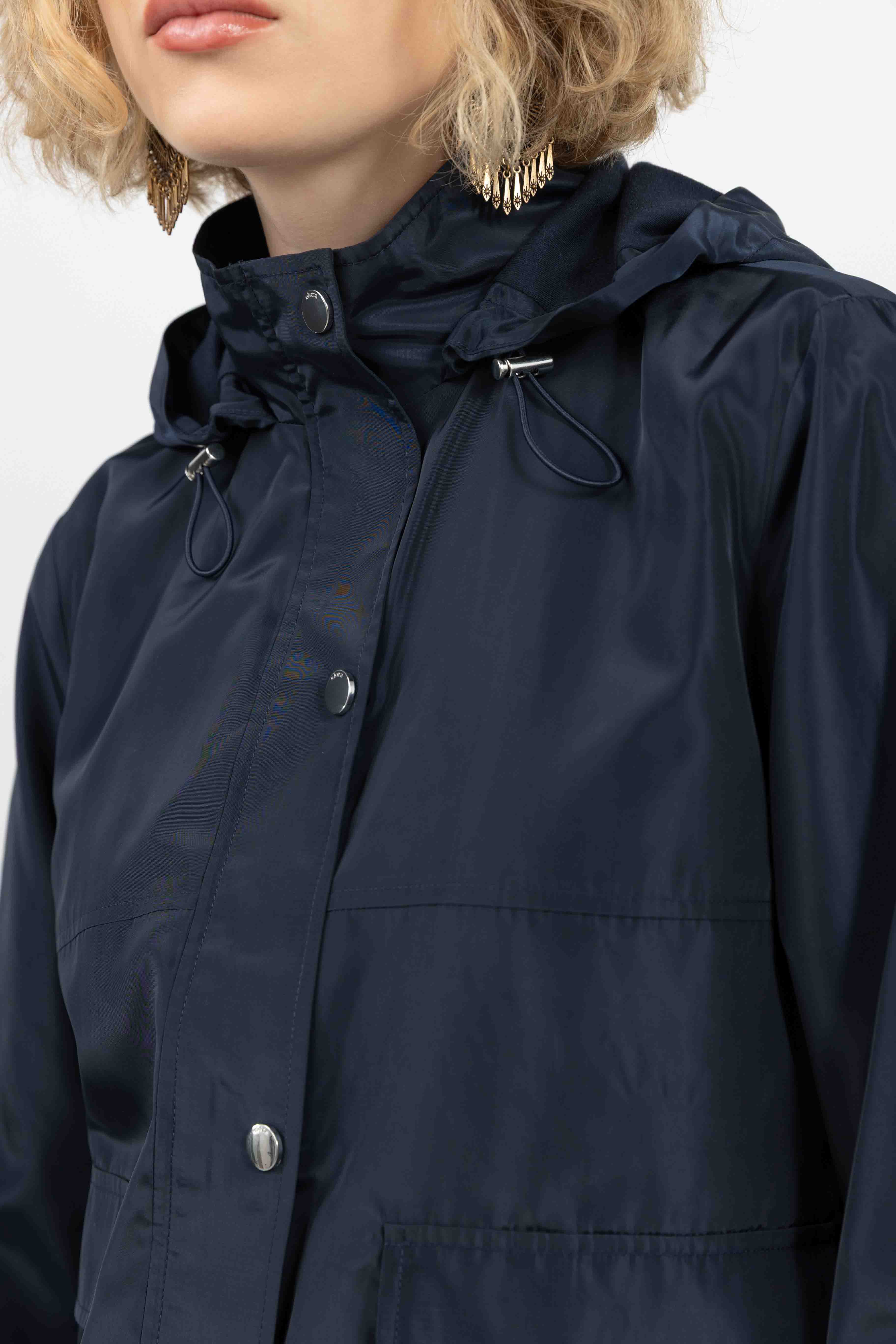 Parka bleu marine déperlante chic | Elora