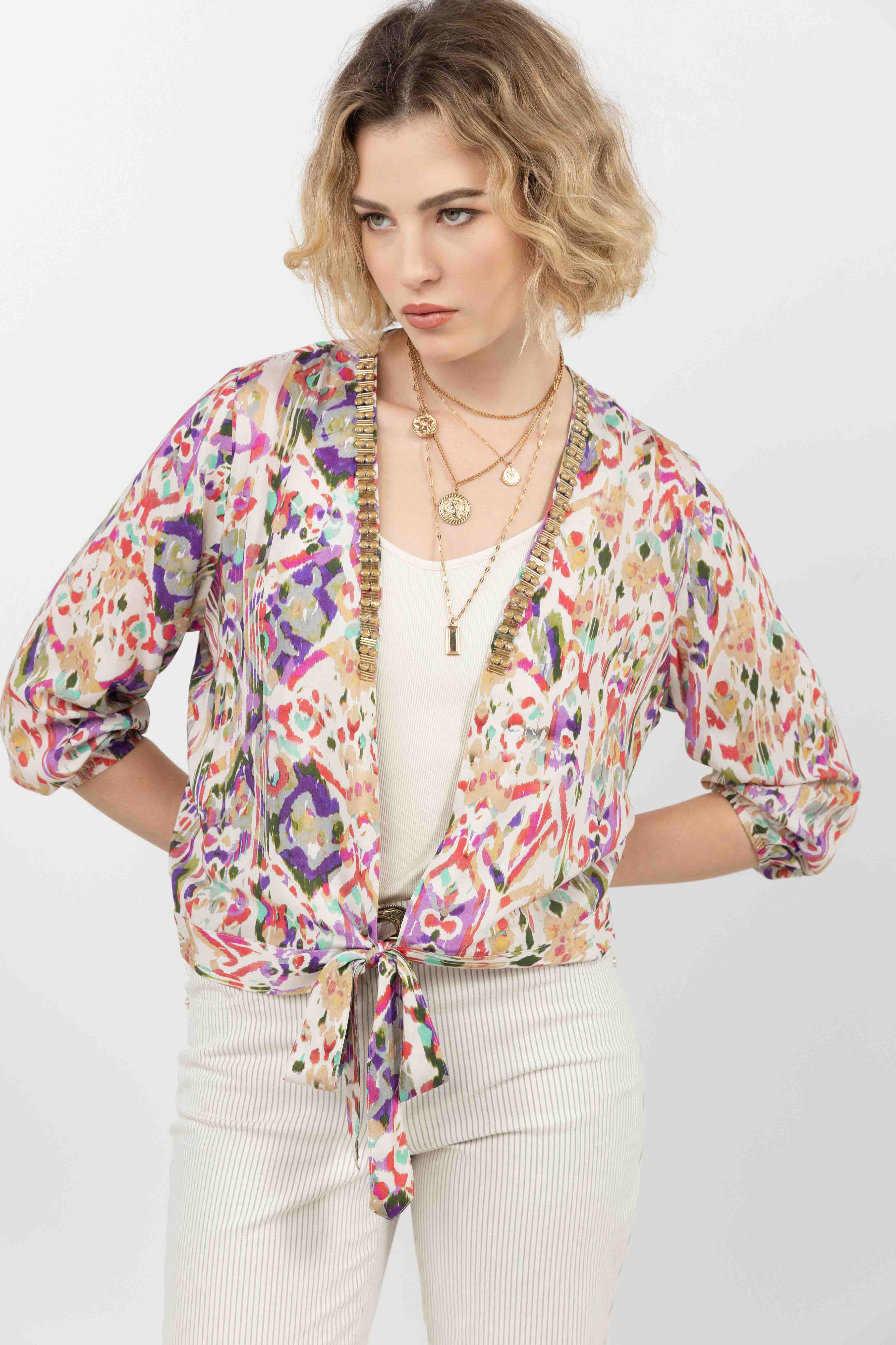 Top multicolore bijou à nouer | Elora