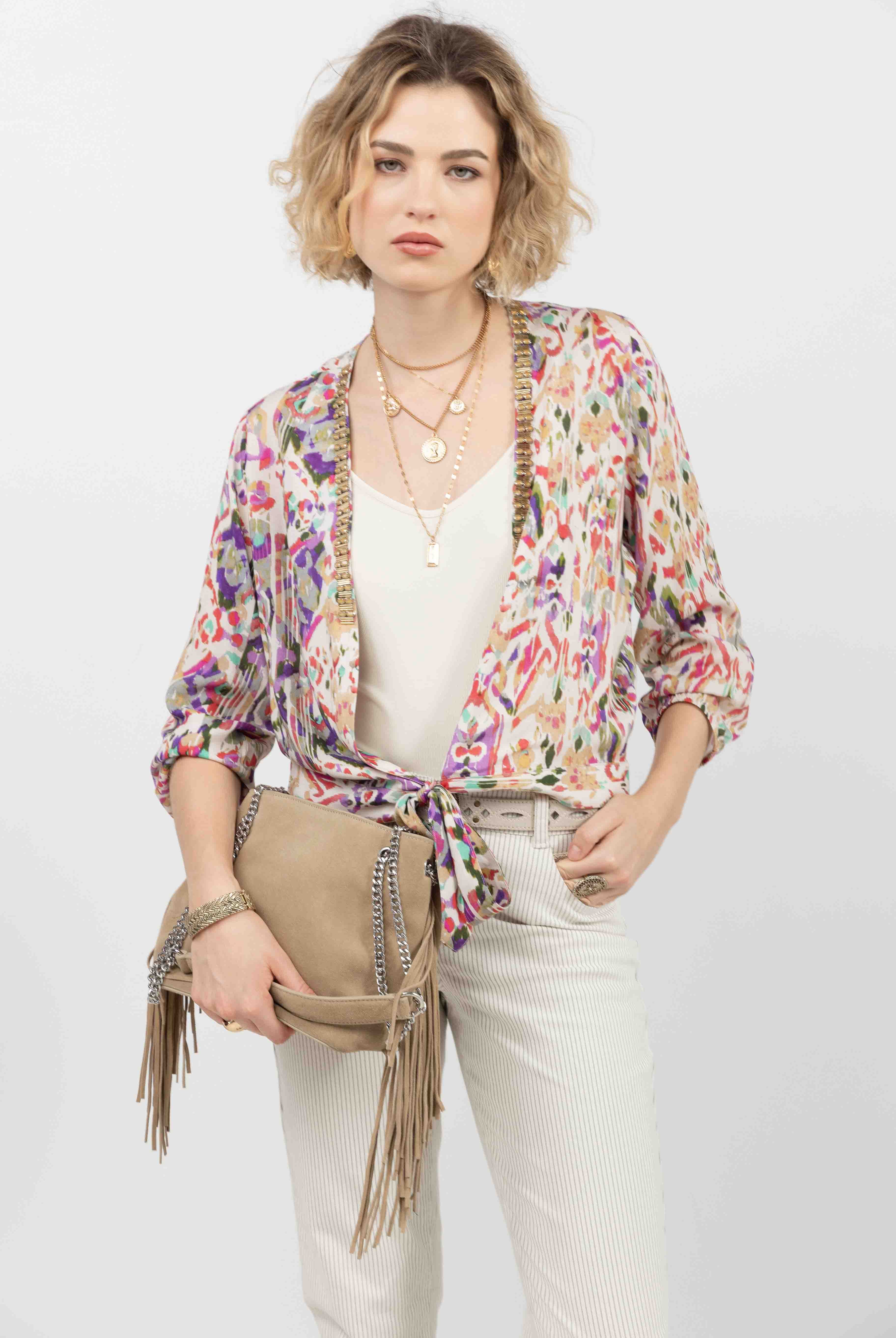 Top multicolore bijou à nouer | Elora