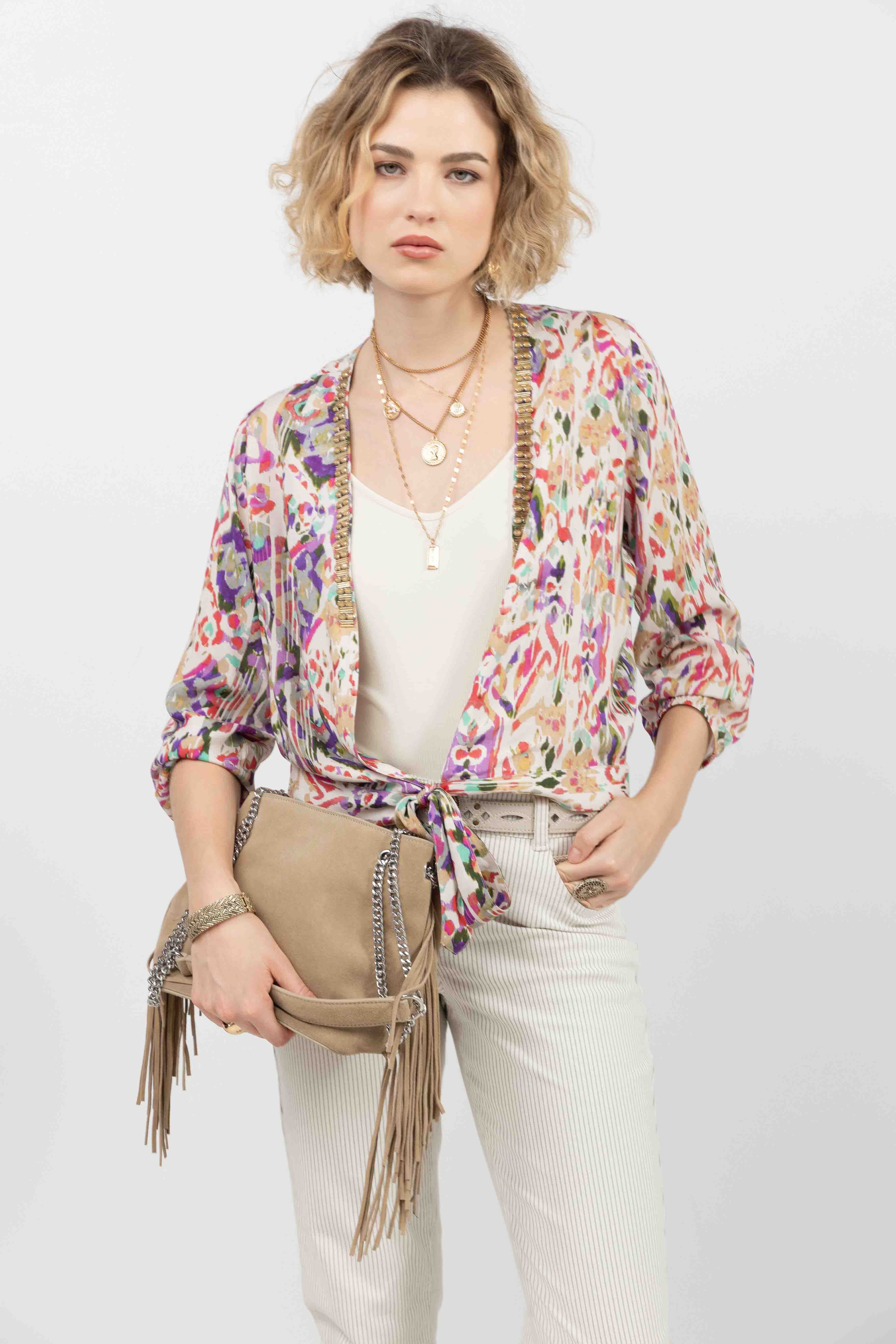 Top multicolore bijou à nouer | Elora