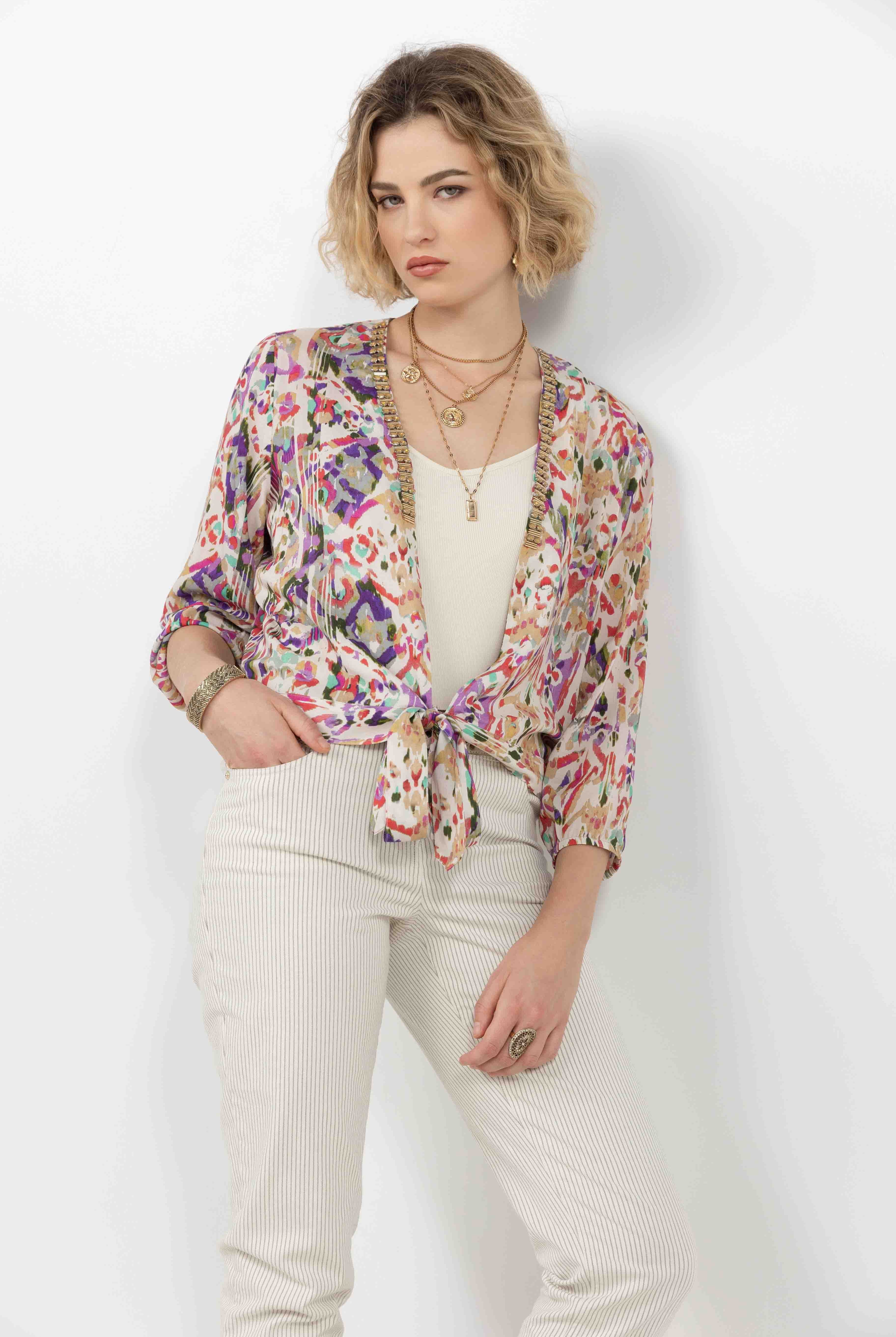 Top multicolore bijou à nouer | Elora