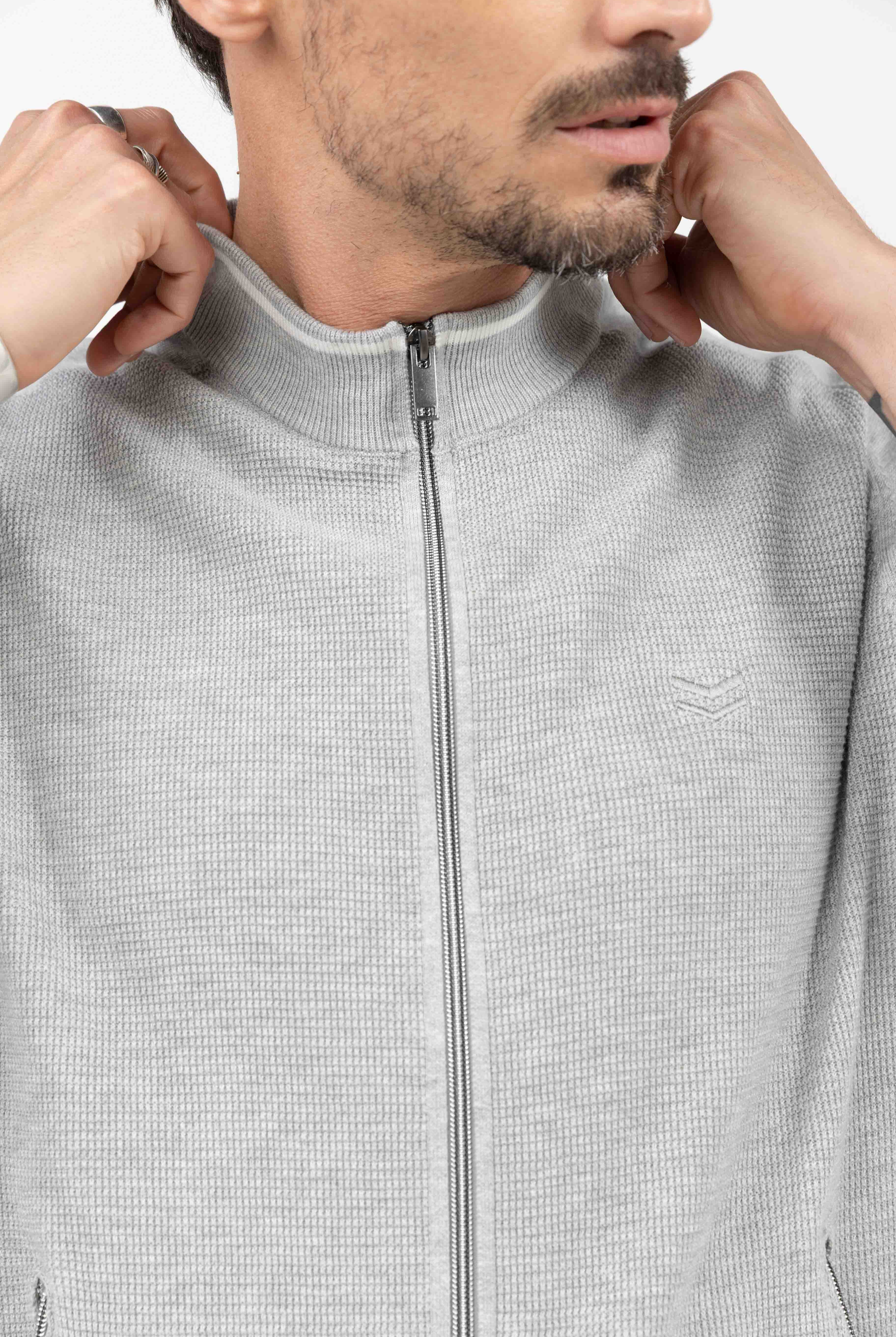 Gilet zippé gris clair sport chic | Elora