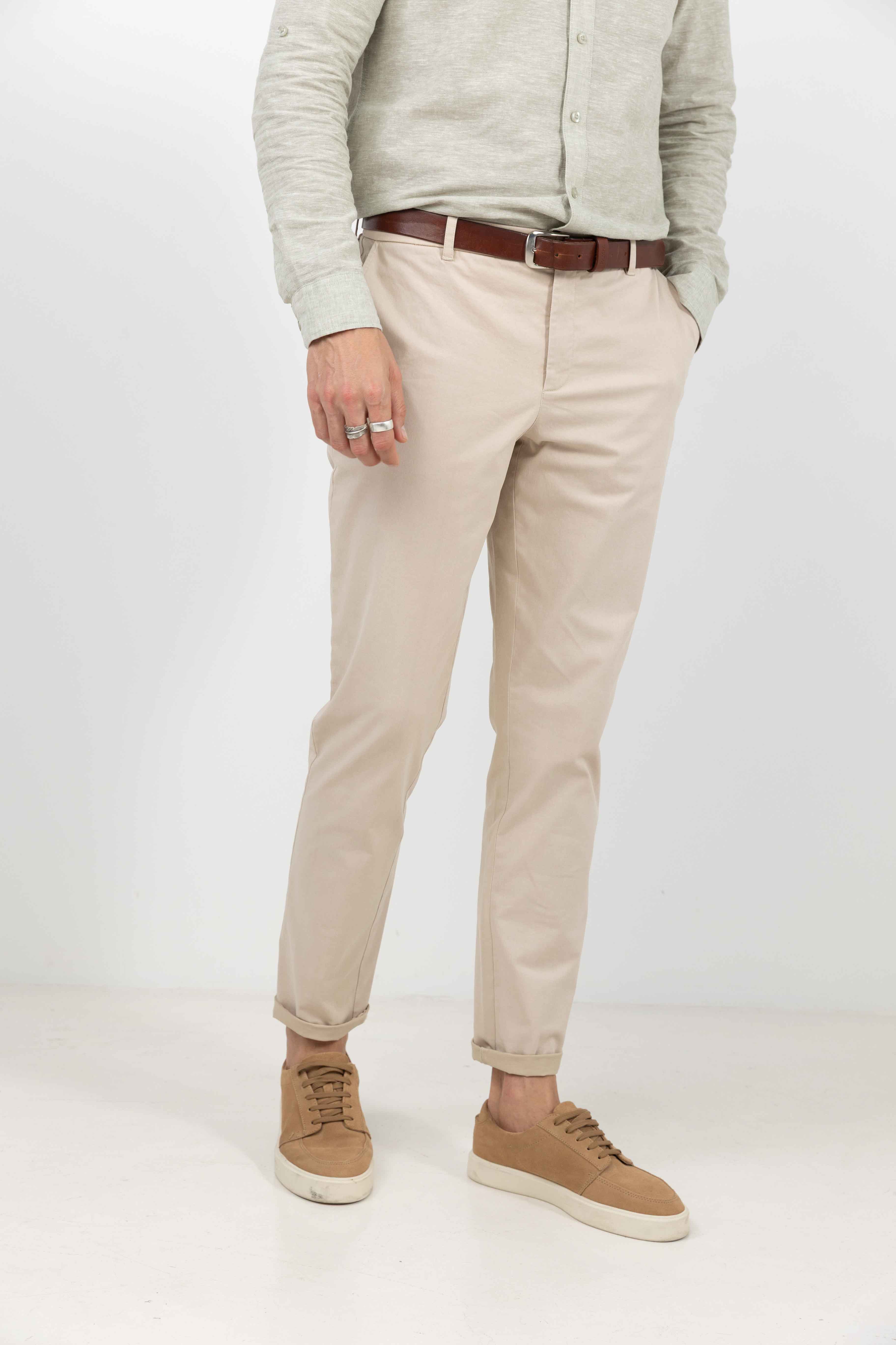 Chino beige stretch élégant | Elora