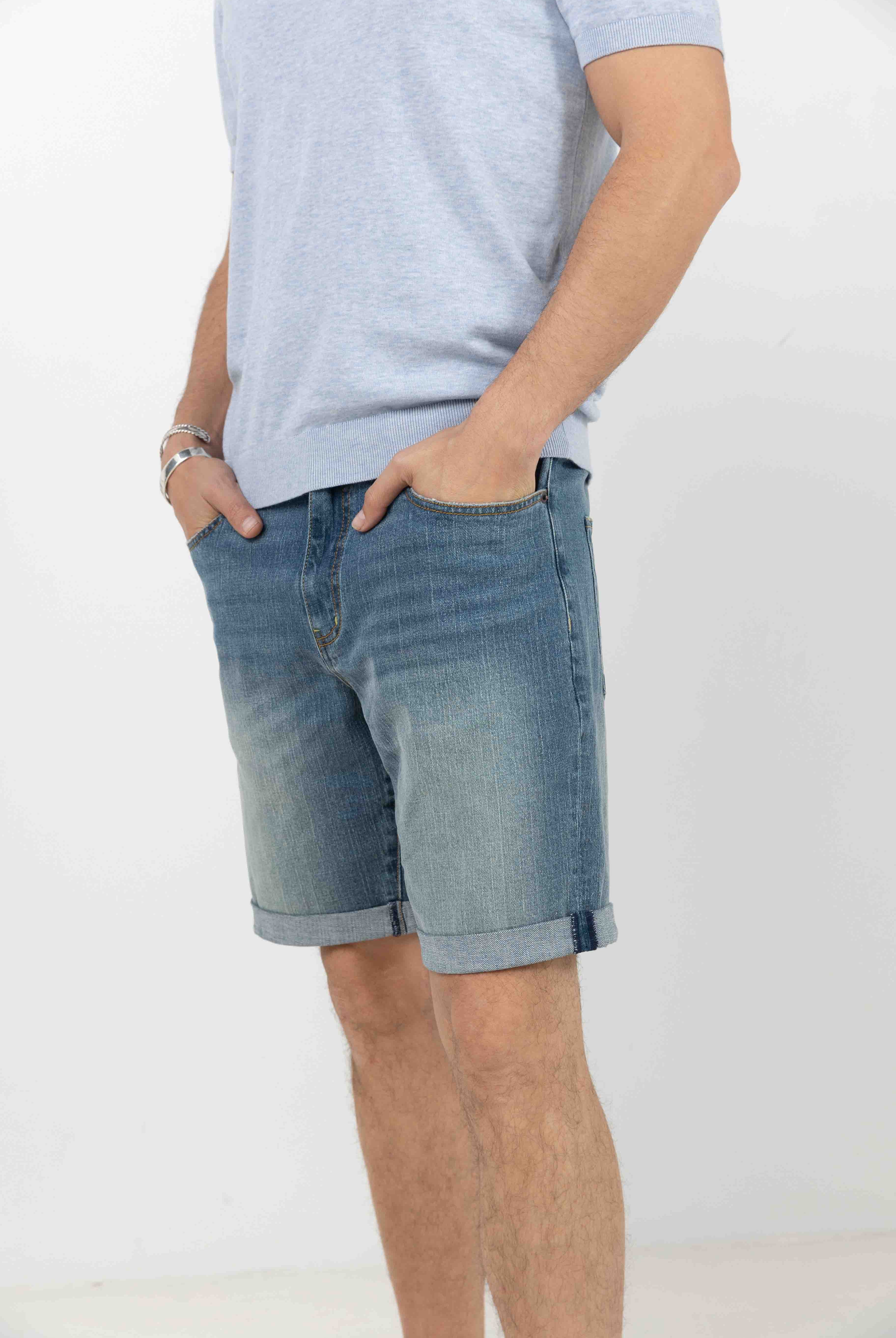 Short denim casual coupe droite | Elora