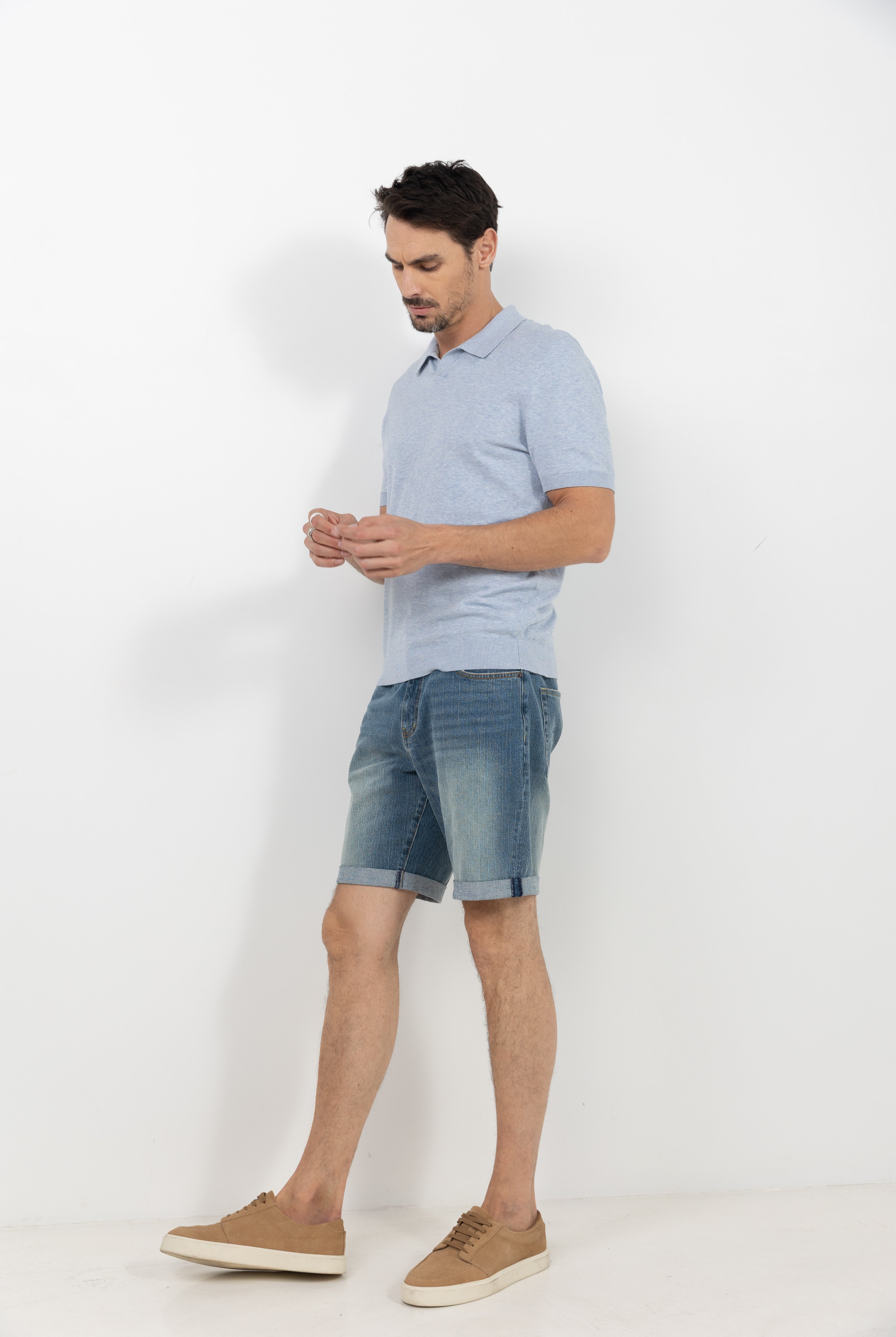 Short denim casual coupe droite | Elora