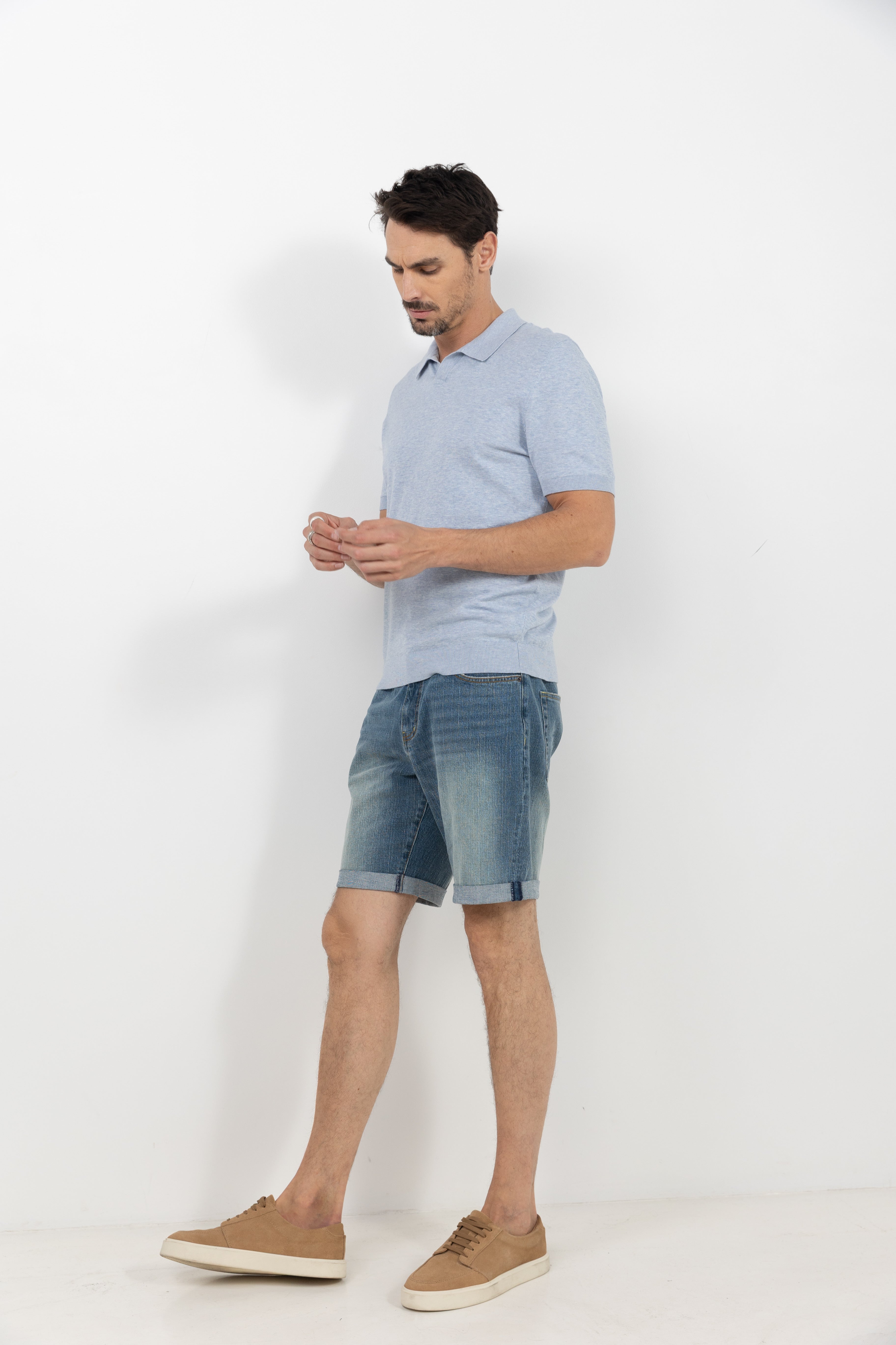 Short denim casual coupe droite | Elora