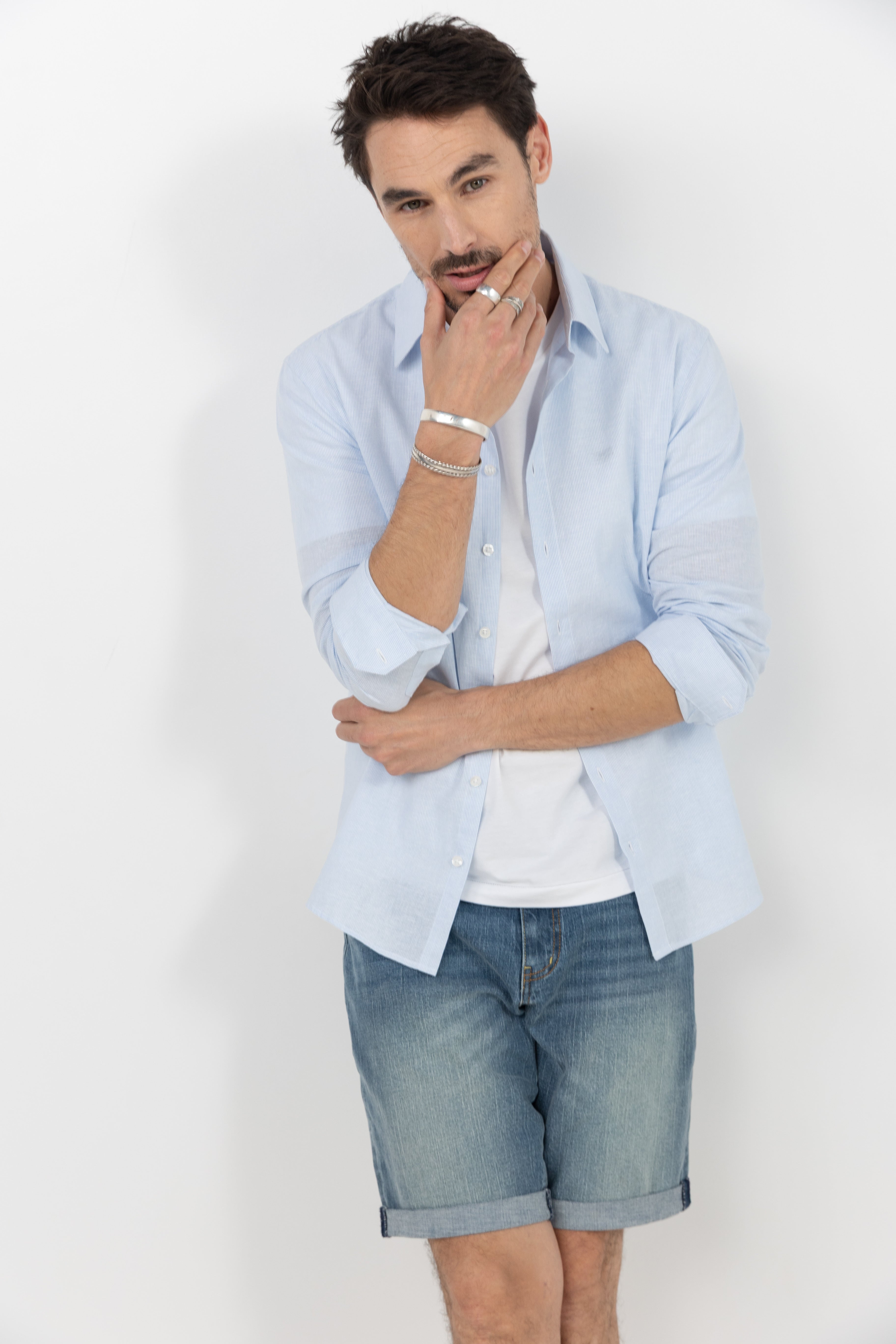 Short denim casual coupe droite | Elora