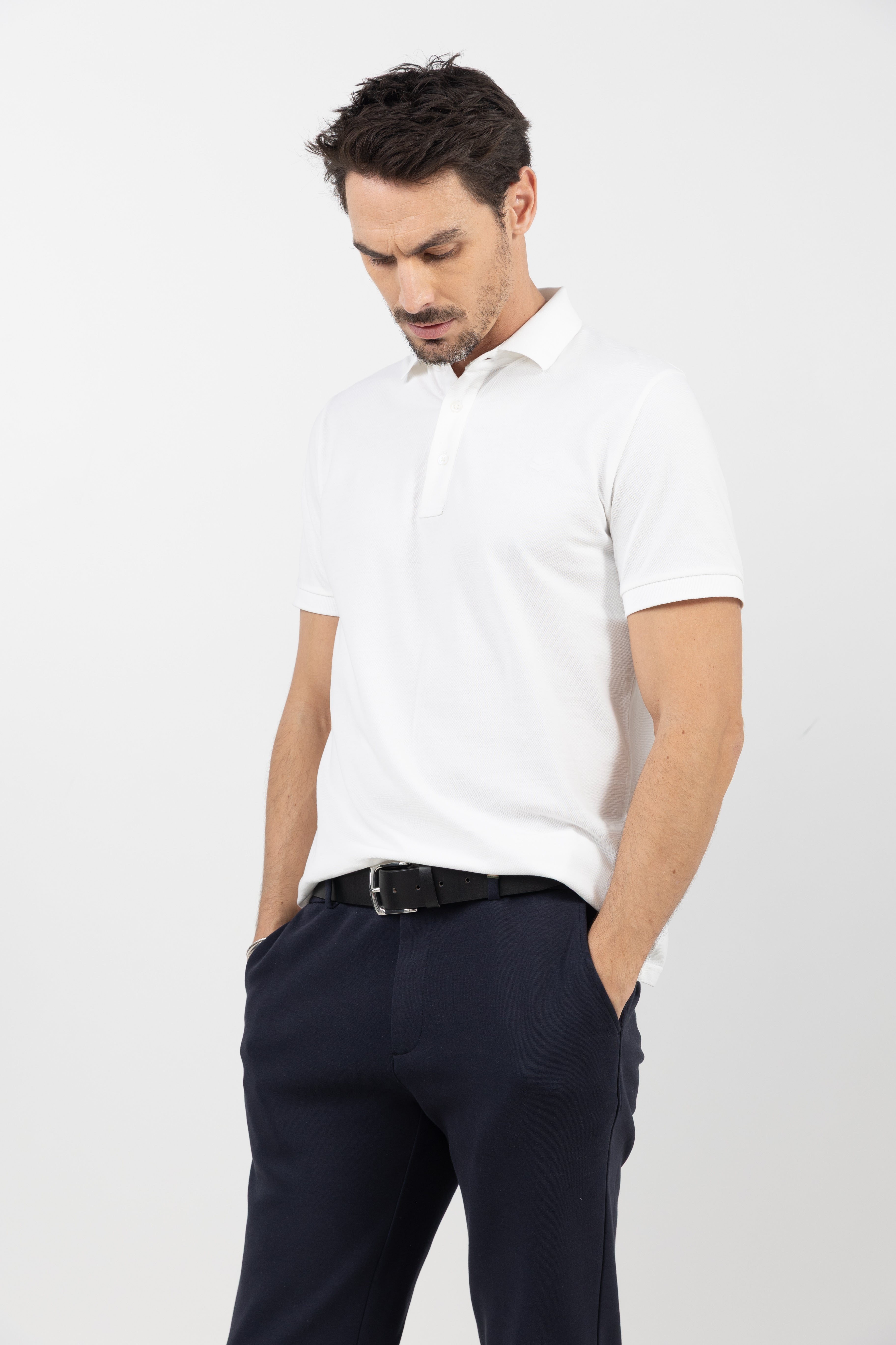 Polo blanc en coton chic décontracté | Elora