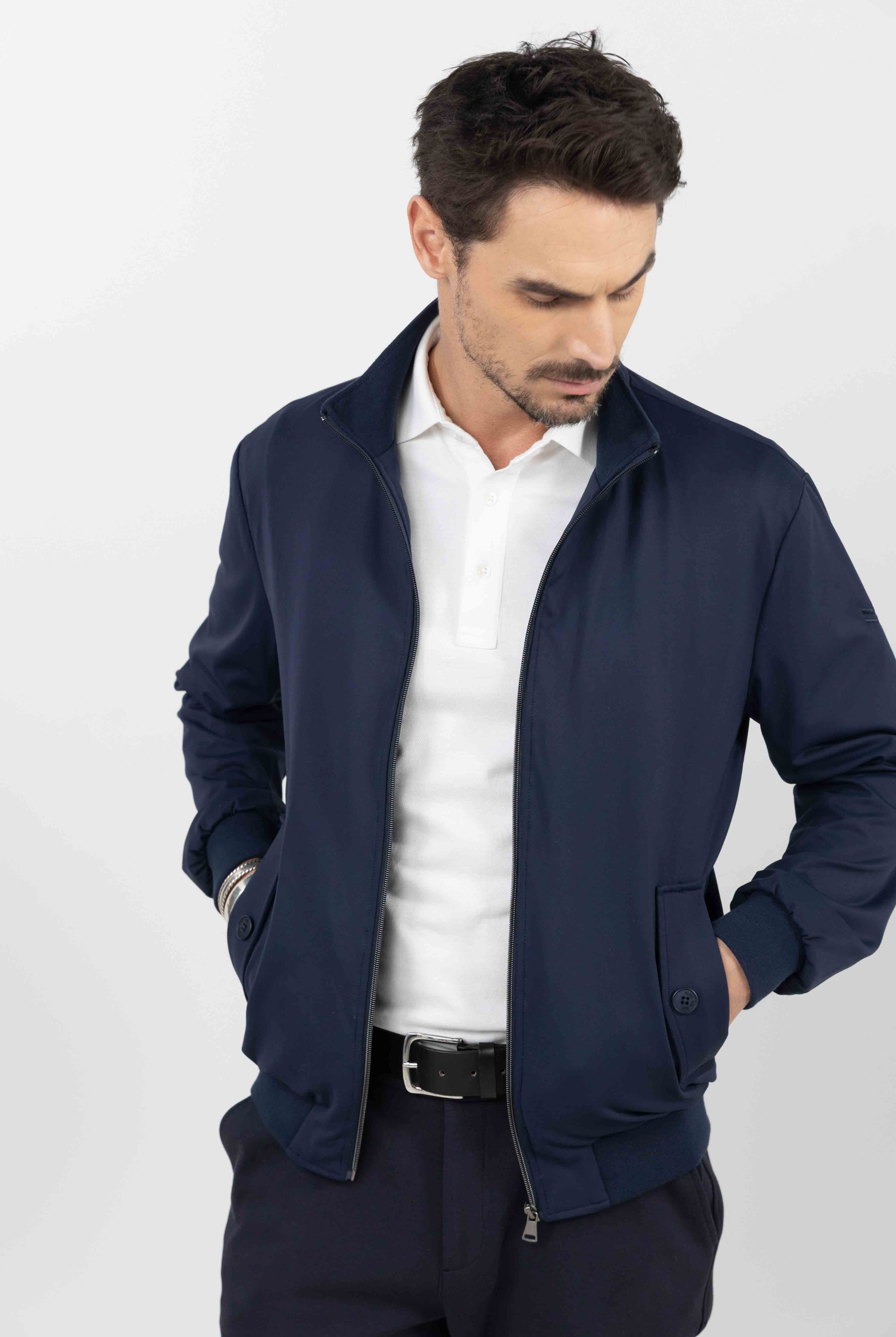 Blouson casual bleu marine déperlant | Elora