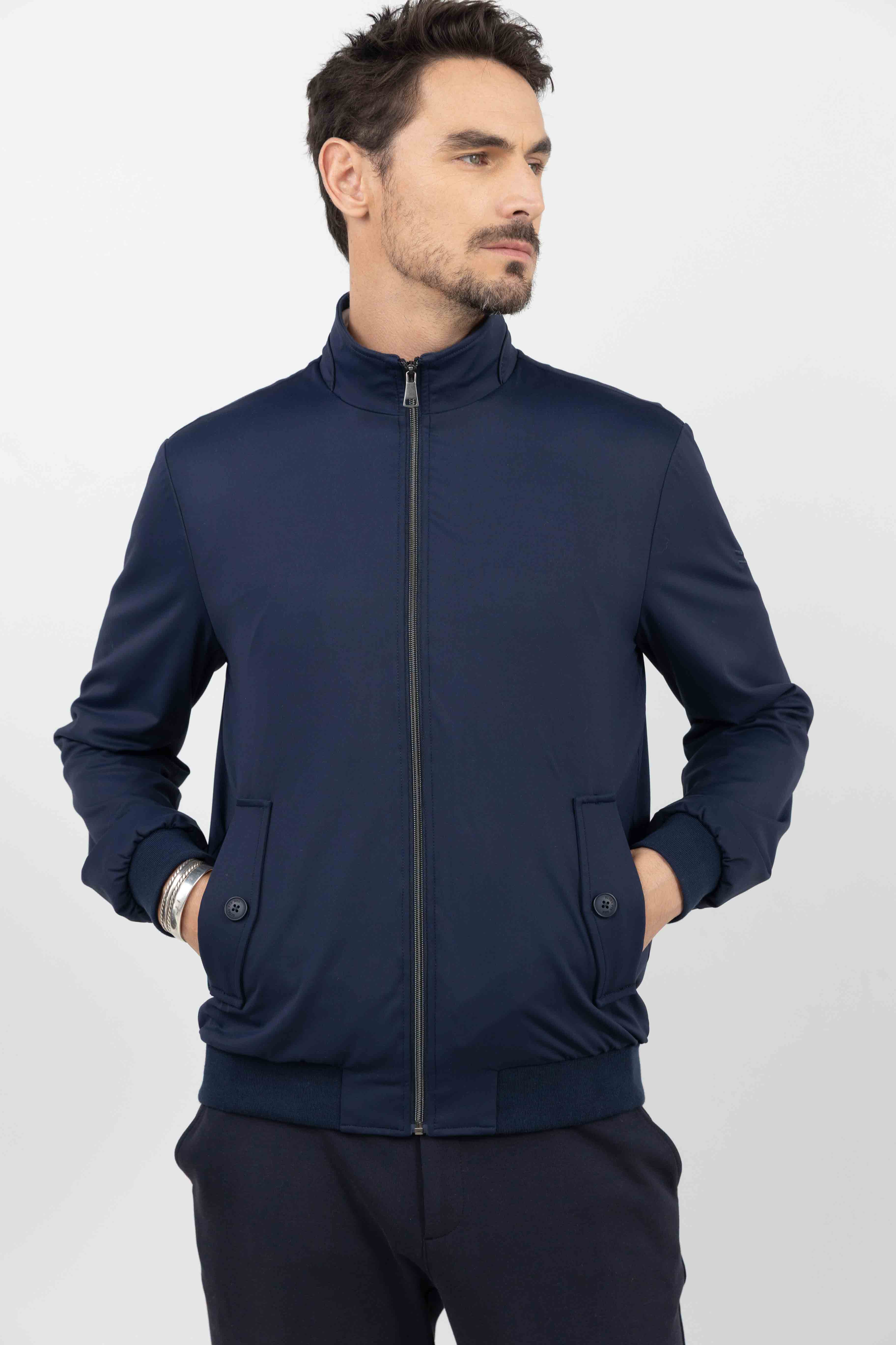 Blouson casual bleu marine déperlant | Elora