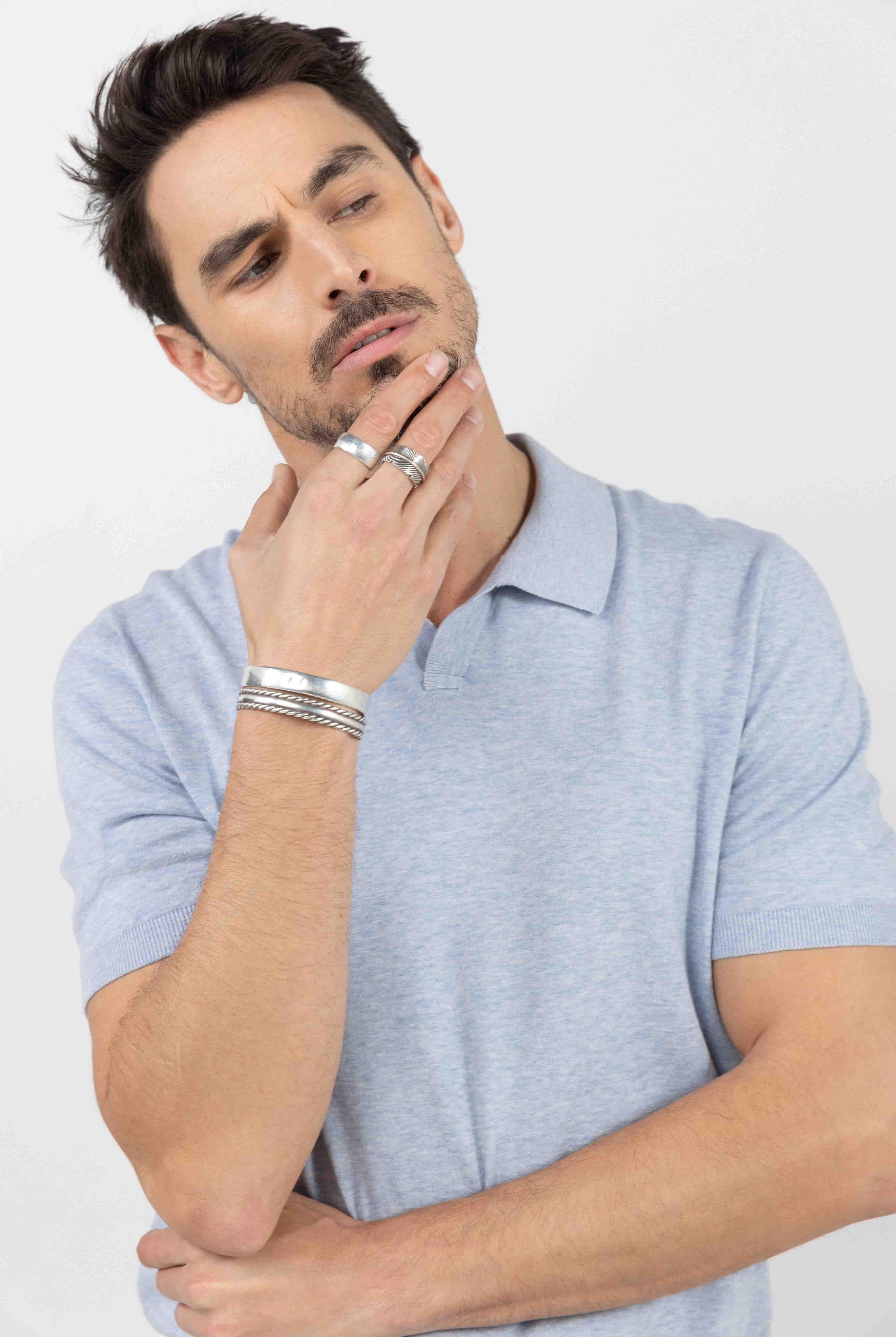 Polo bleu tricot léger chic | Elora