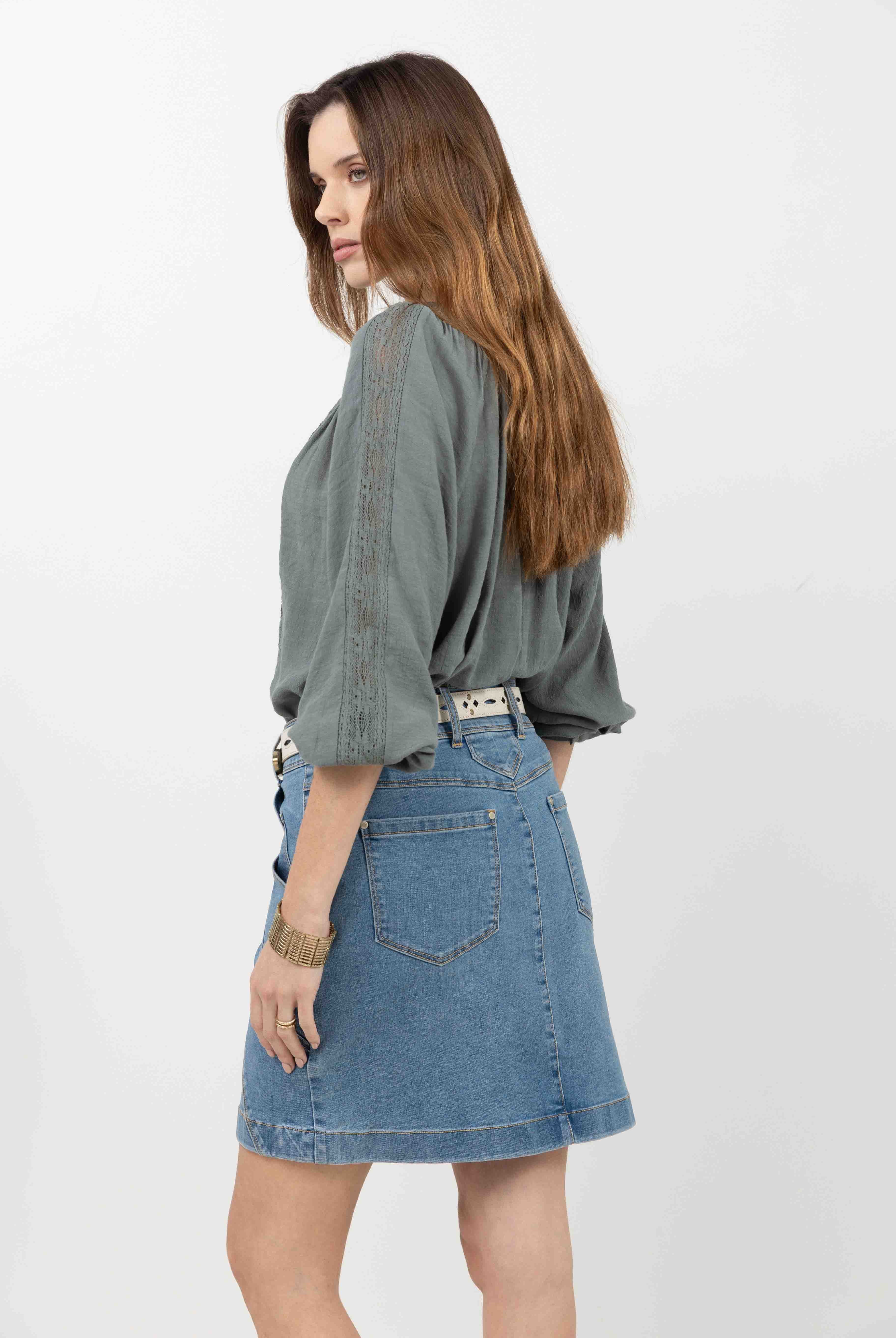 Jupe en jean stretch coupe droite | Elora