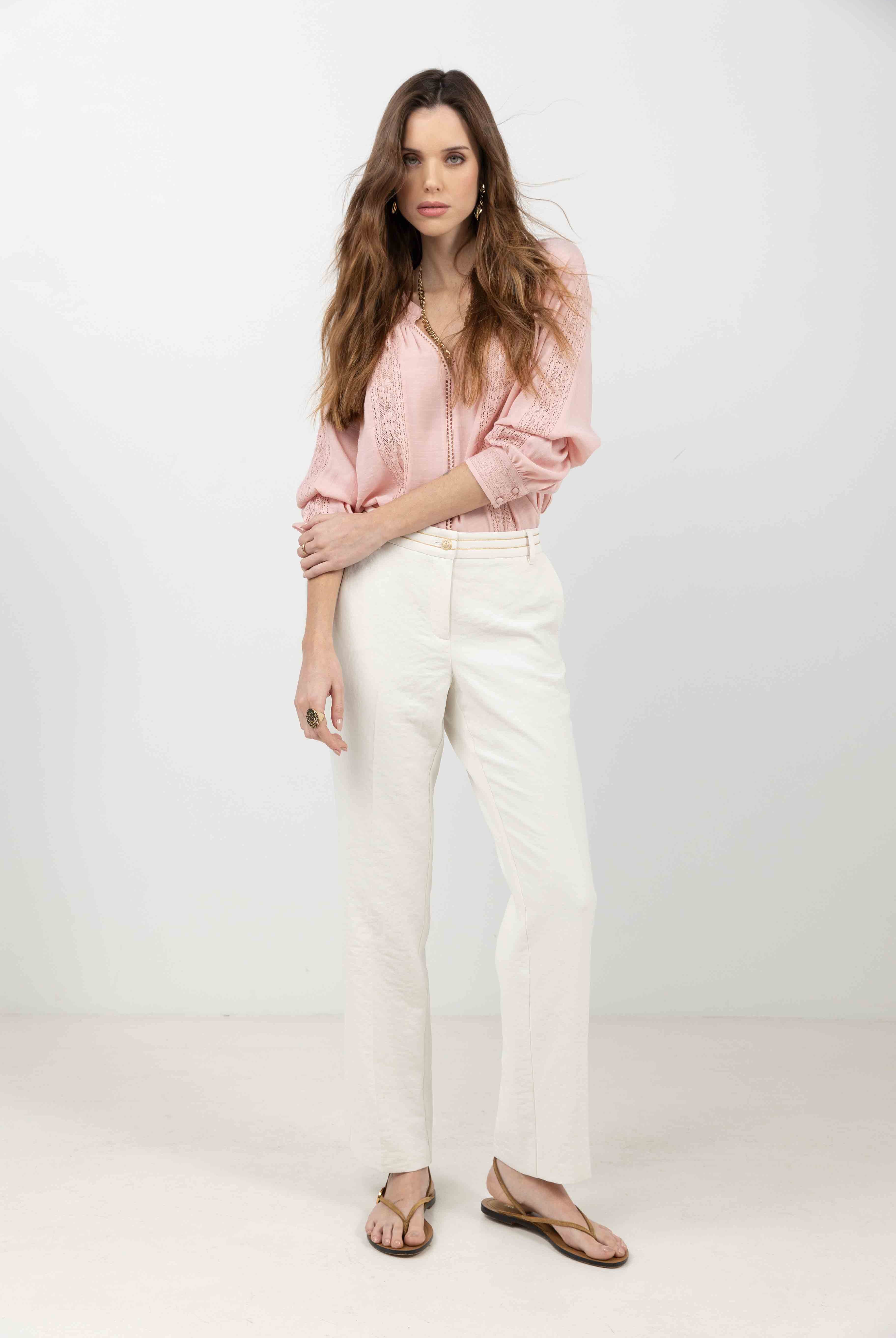 Pantalon écru fluide chic | Elora