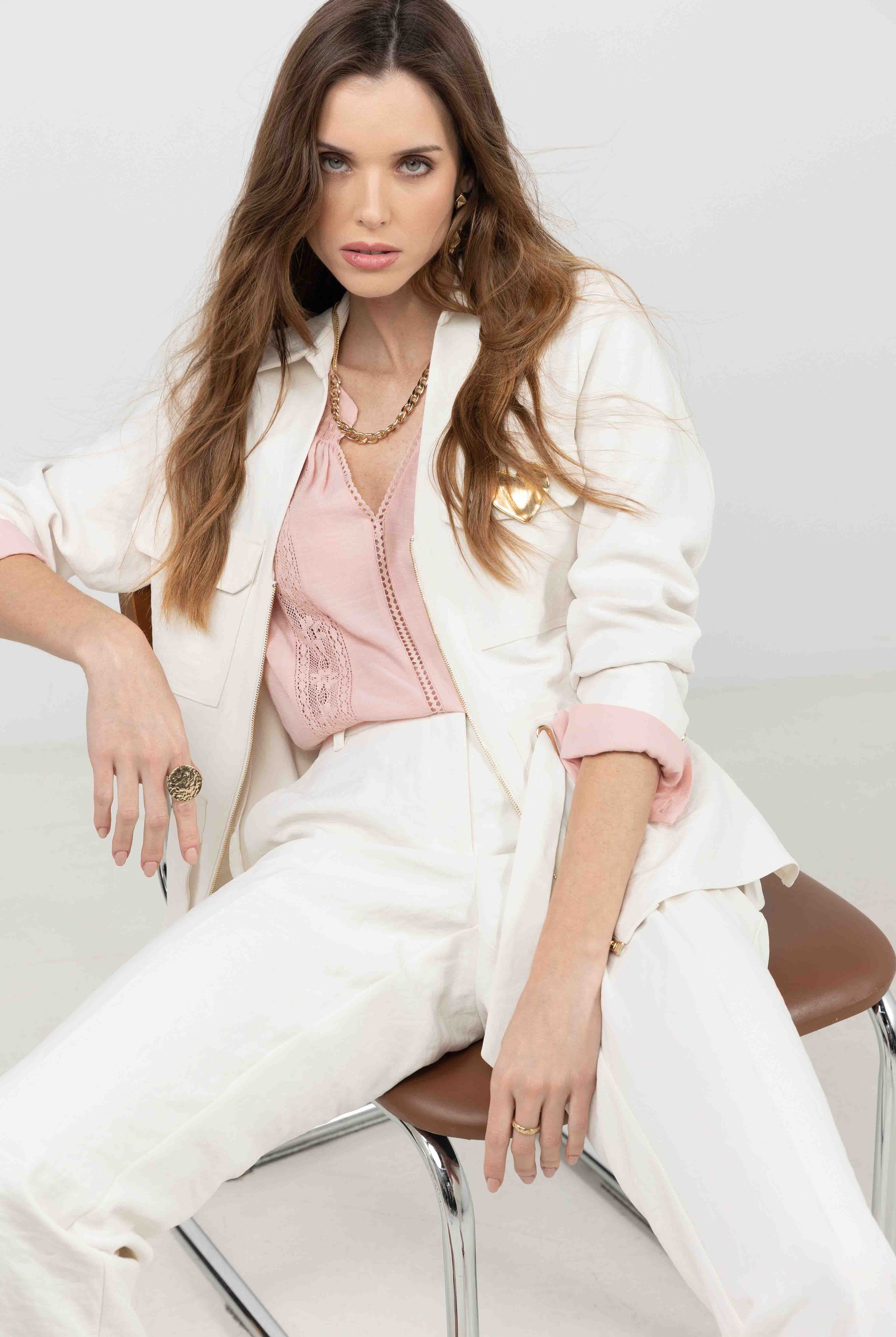 Pantalon écru fluide chic | Elora