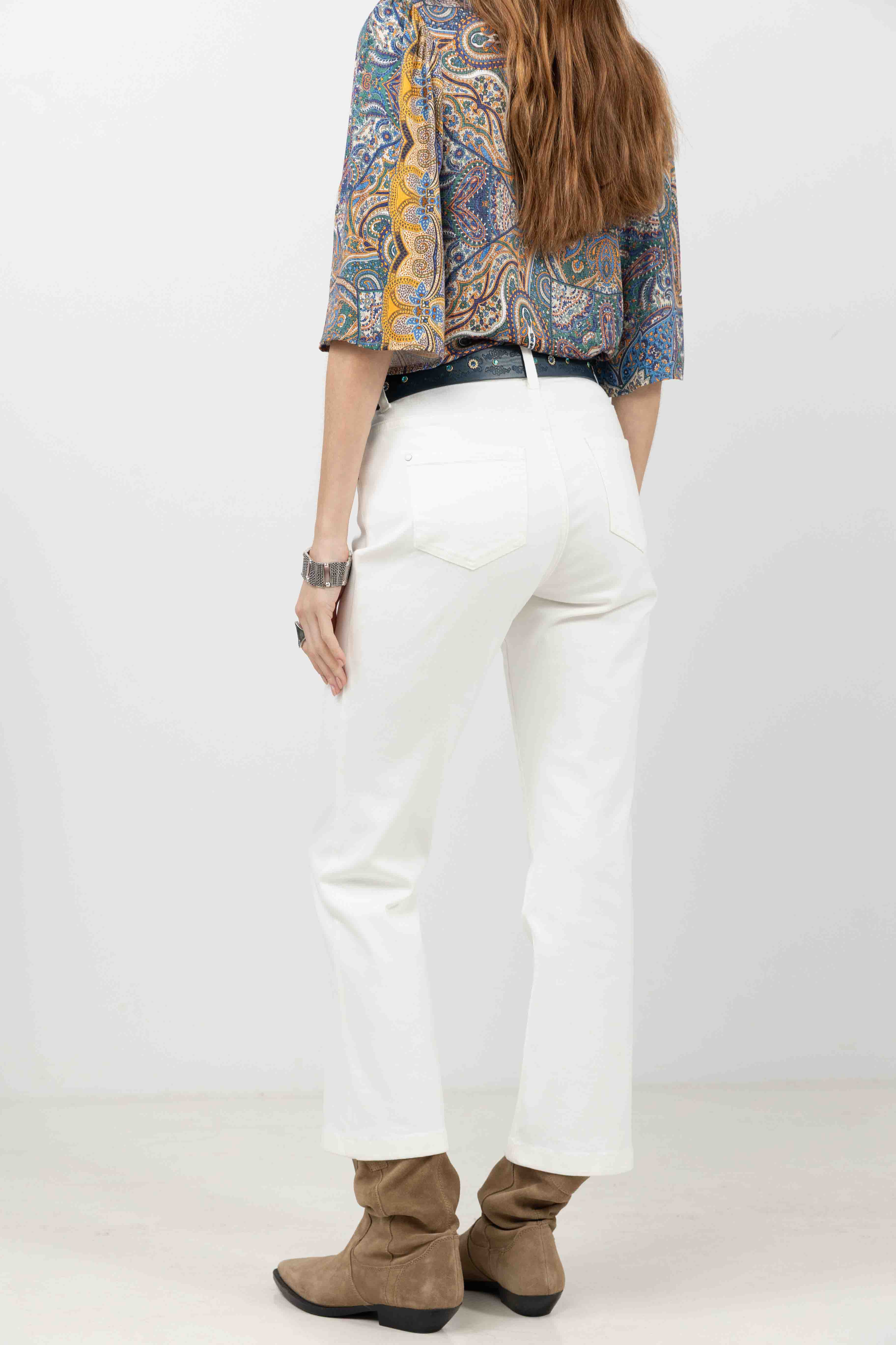 Jean blanc bootcut broderie chic | Elora