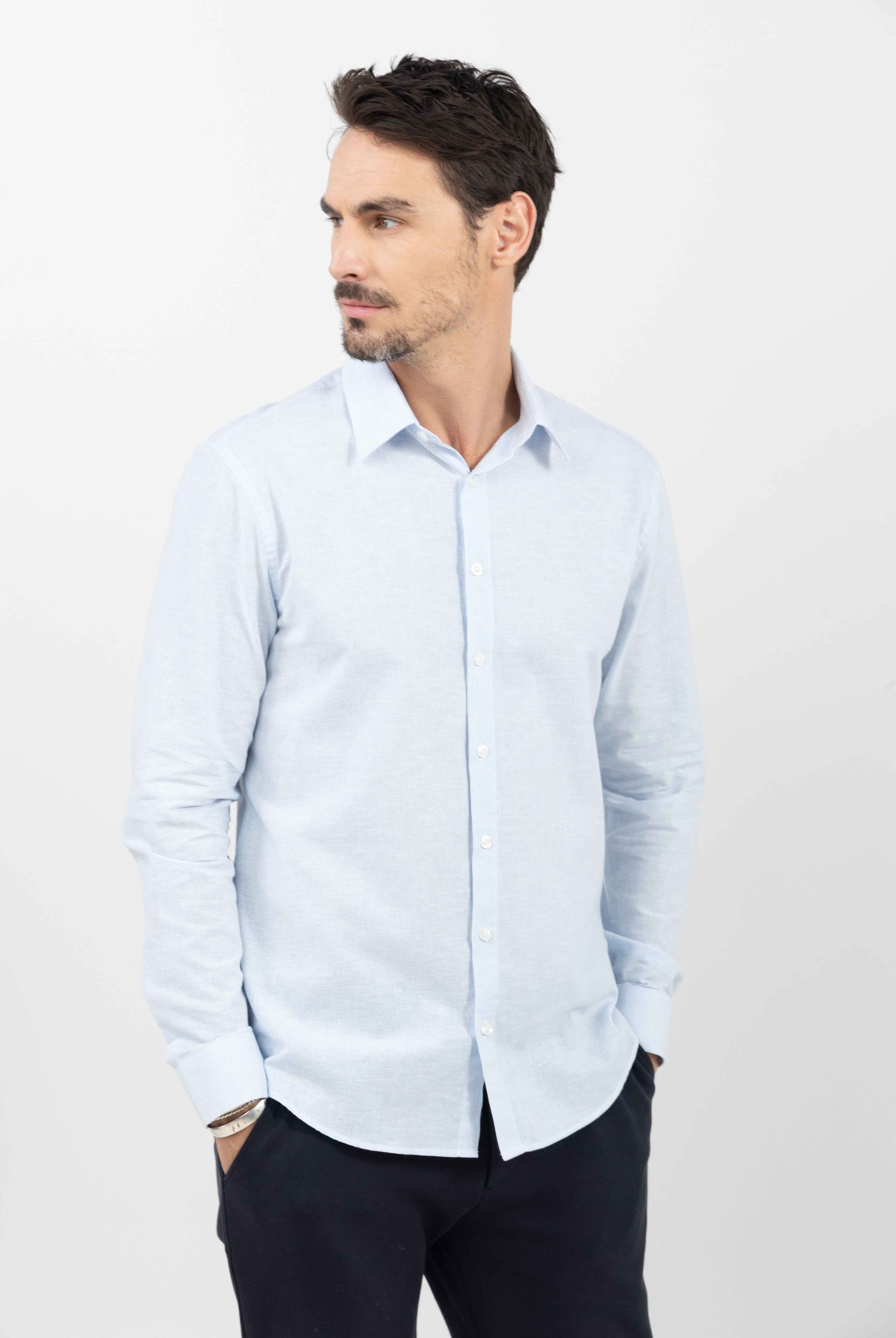 Chemise rayée bleu ciel | Elora