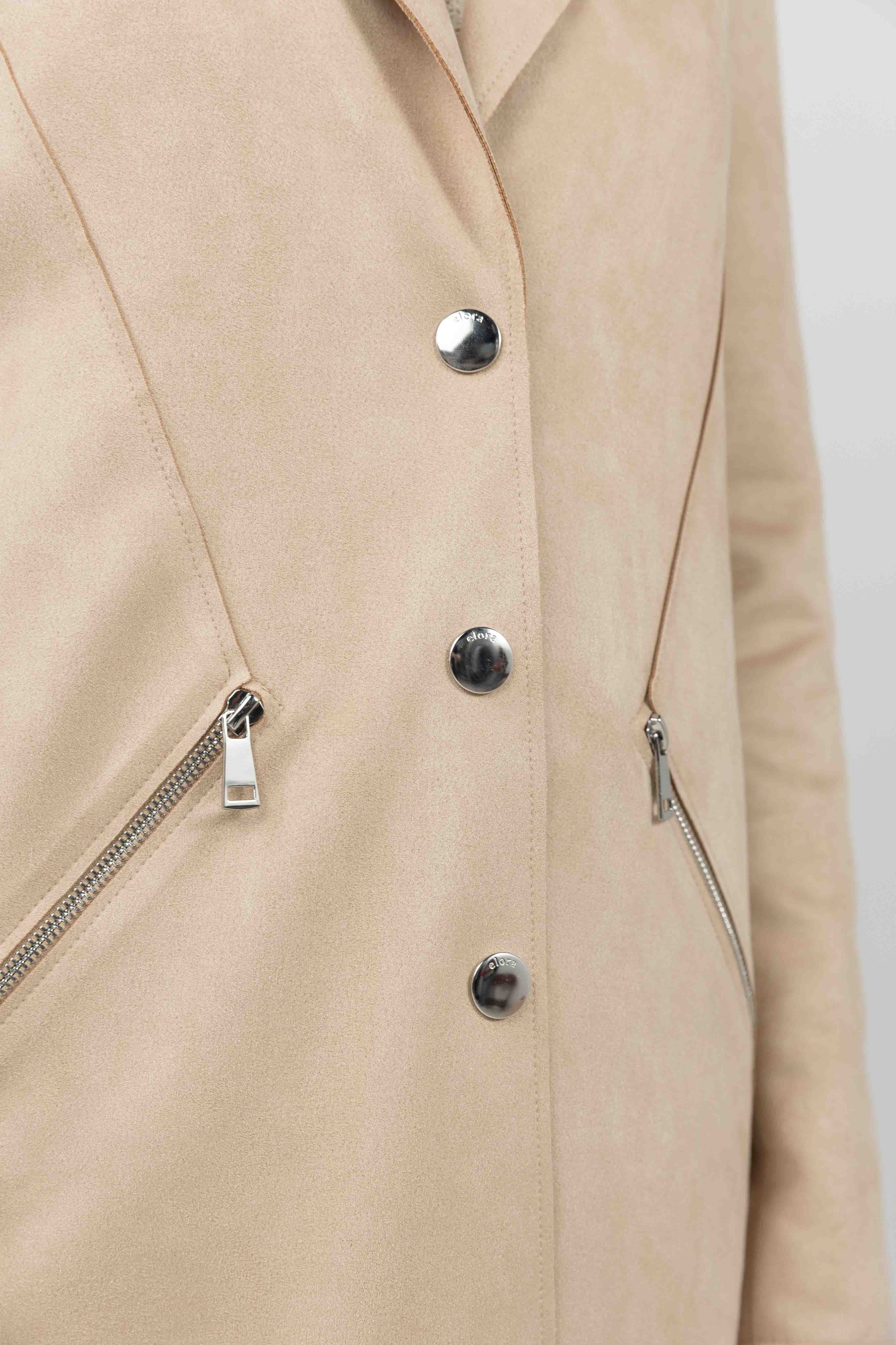 Manteau beige suédé rock chic | Elora
