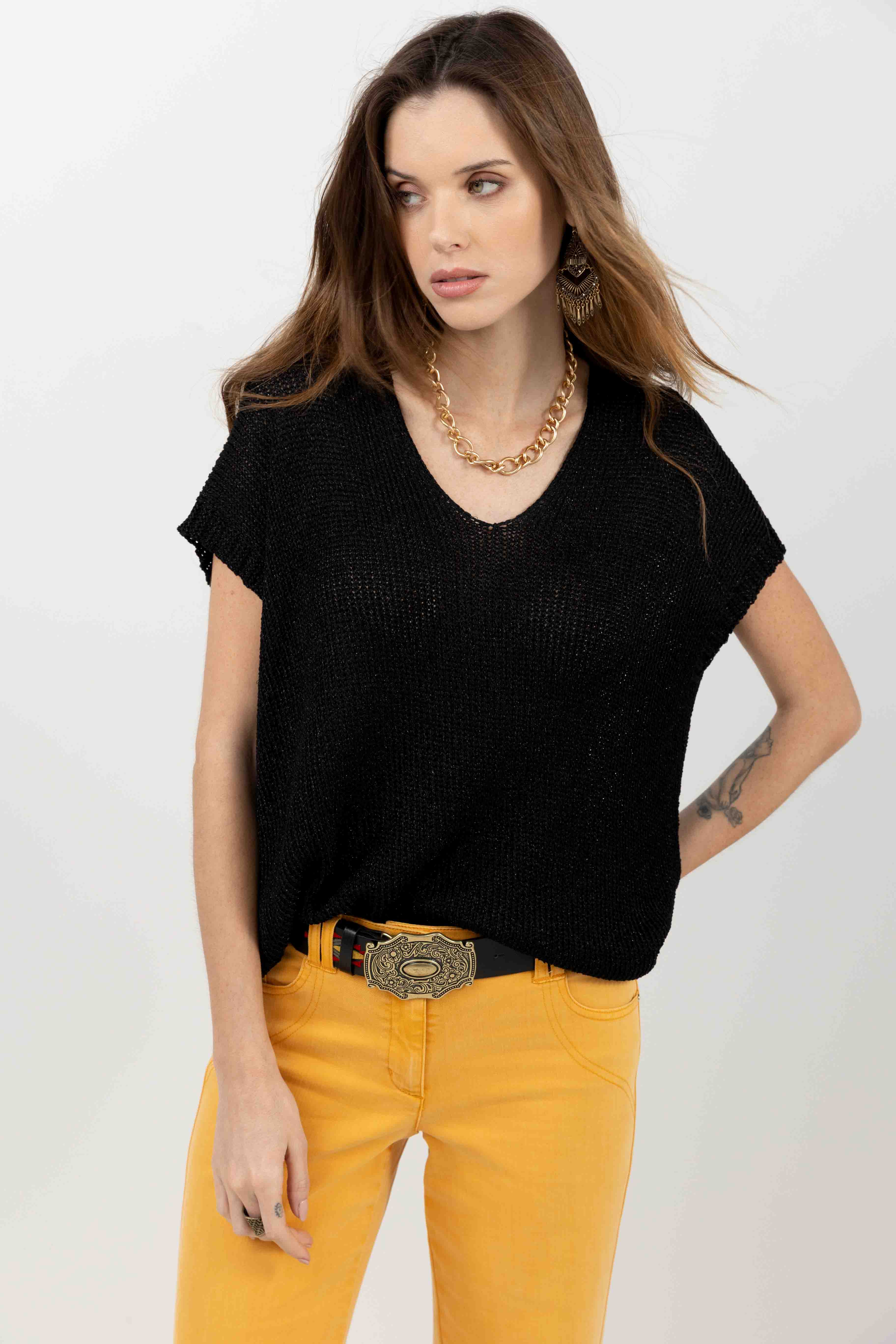 Pull noir tricot moderne | Elora