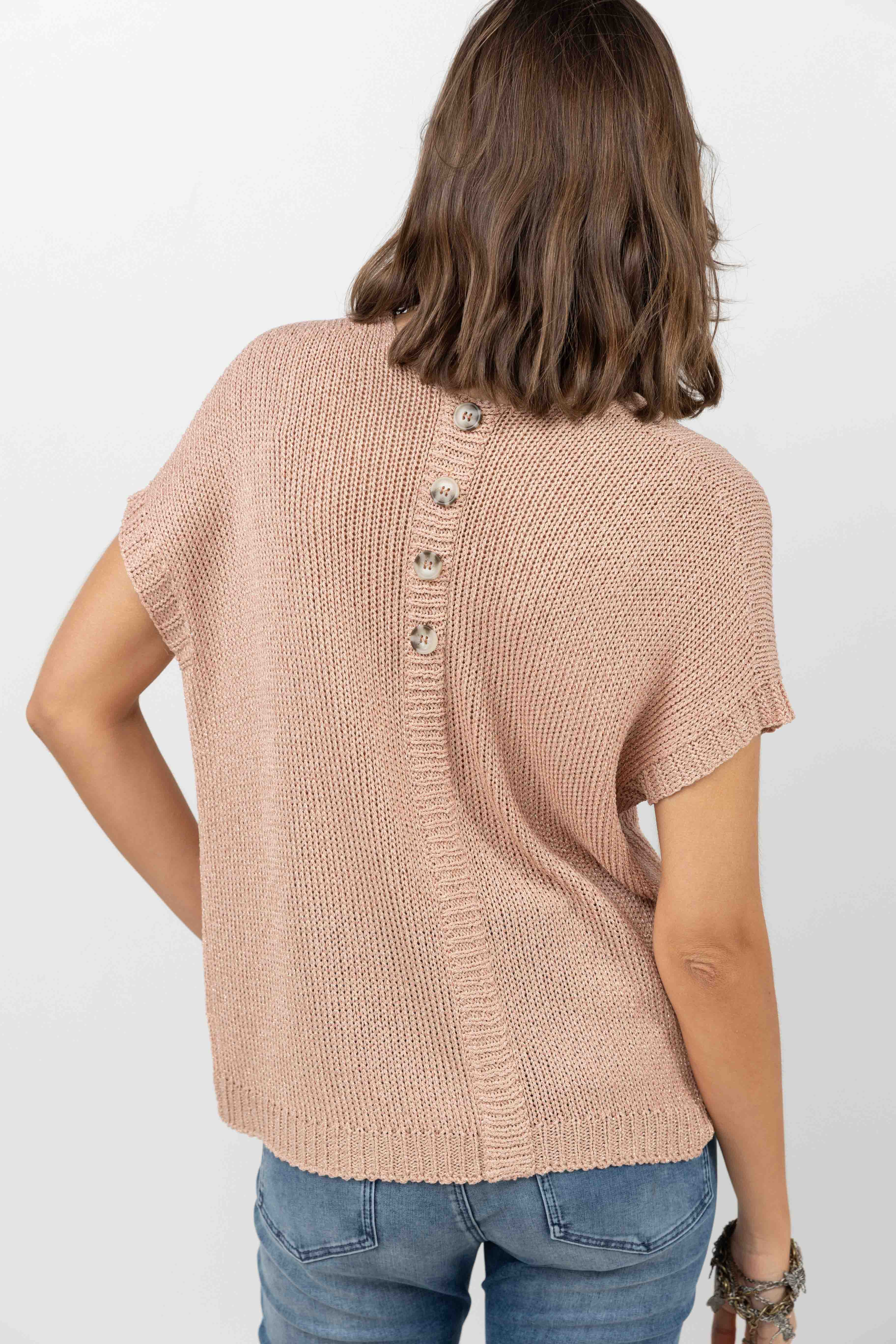 Pull rose ample à maille | Elora