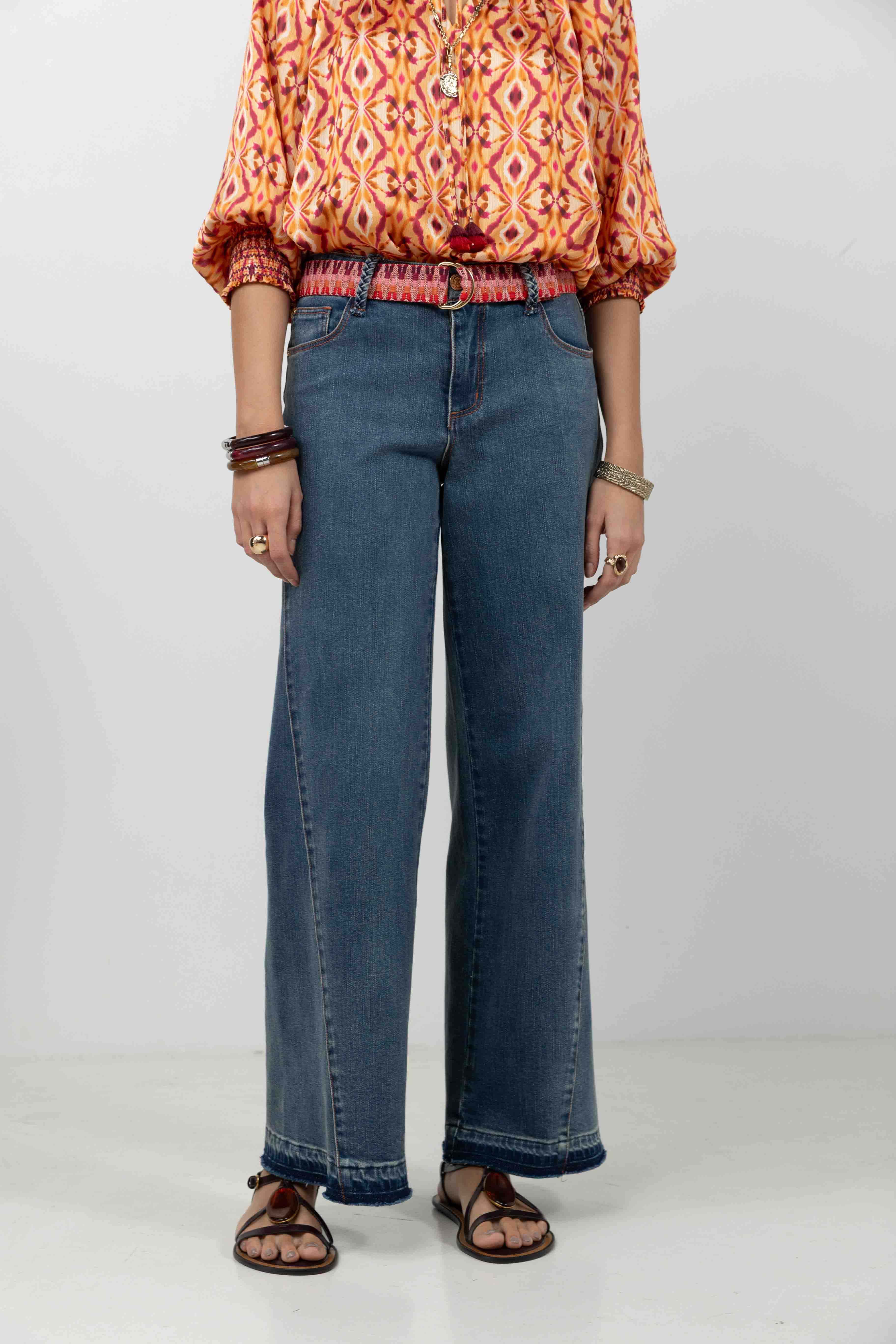 Jean large bleu esprit gypset | Elora