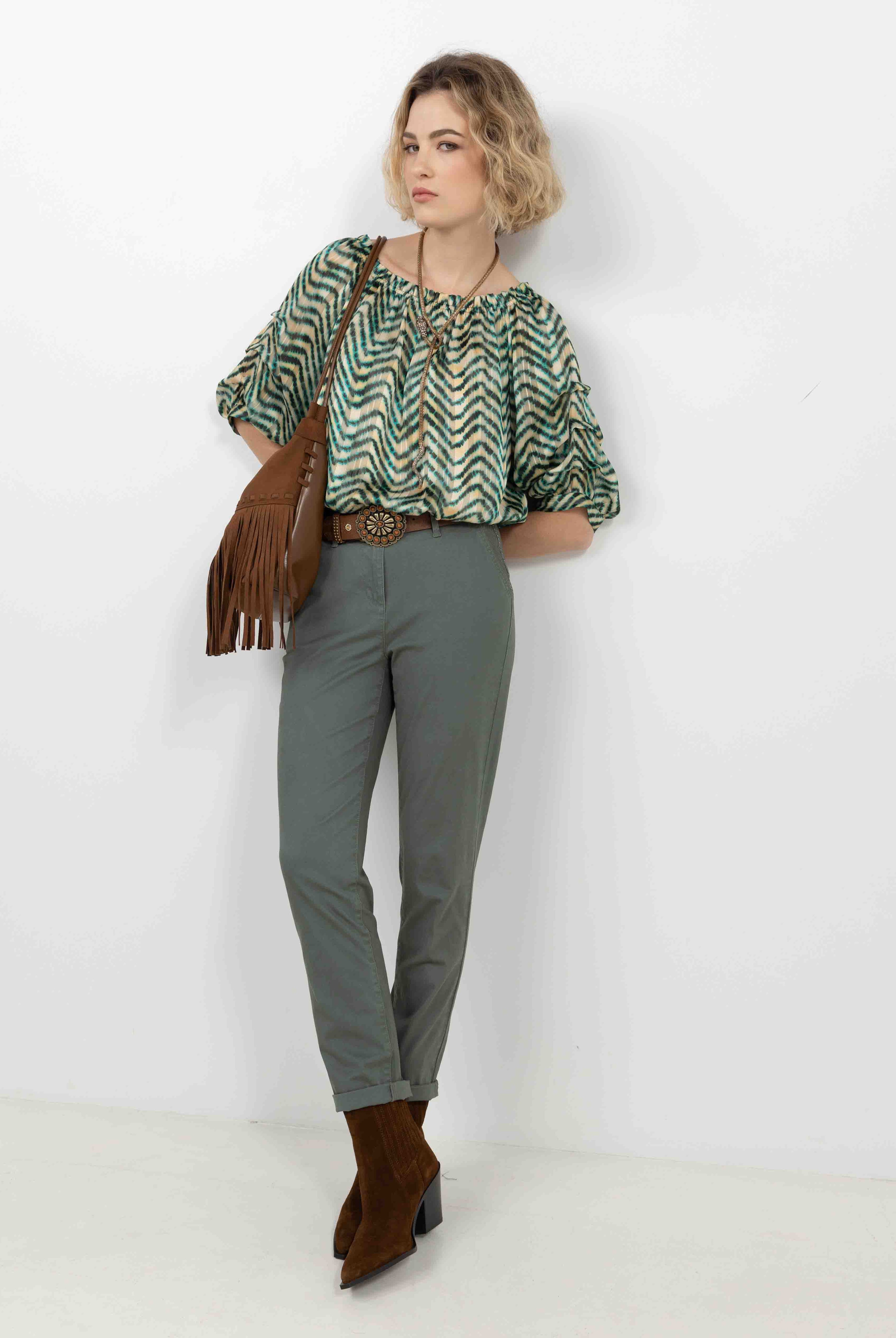 Pantalon chino kaki moderne | Elora