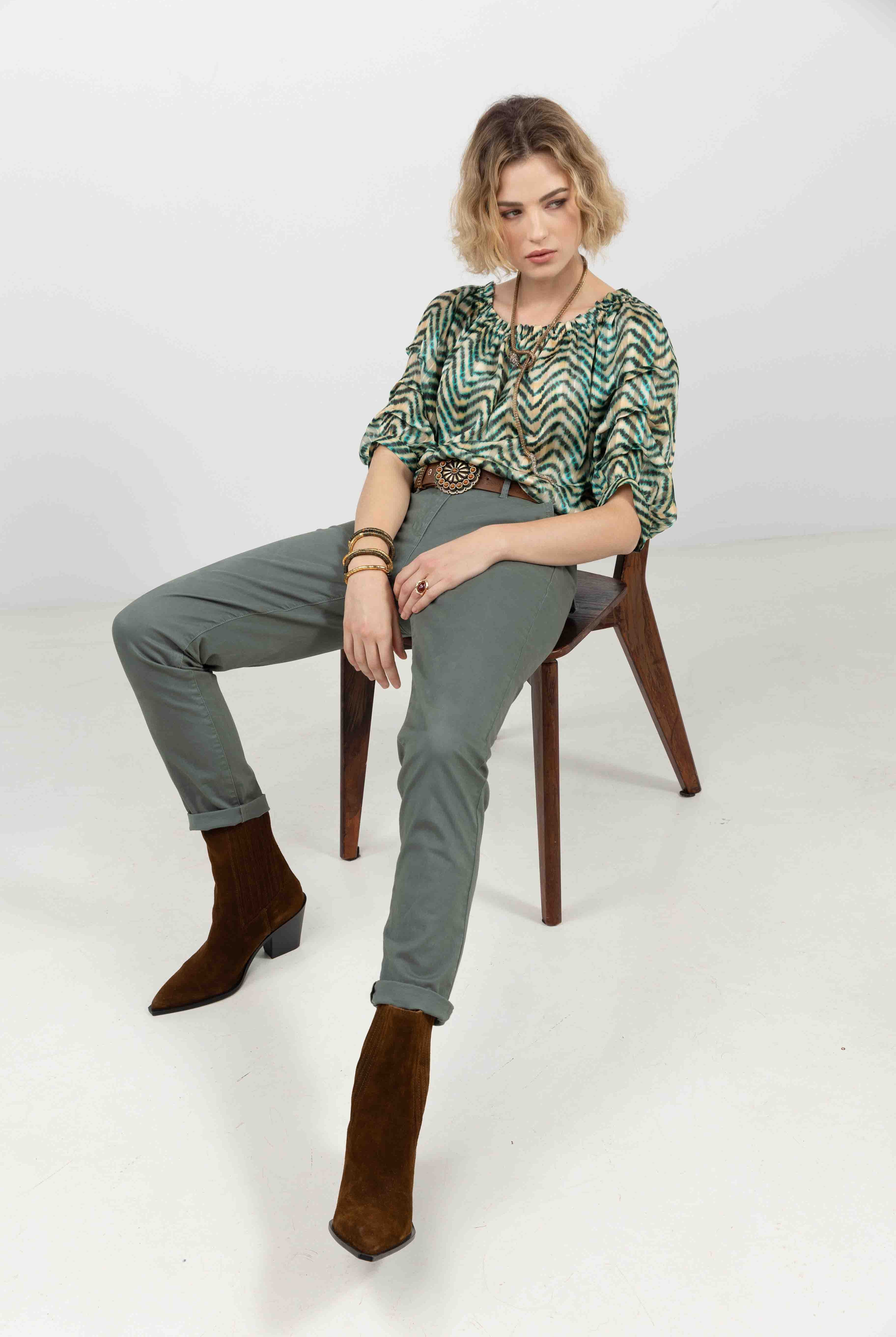 Pantalon chino kaki moderne | Elora