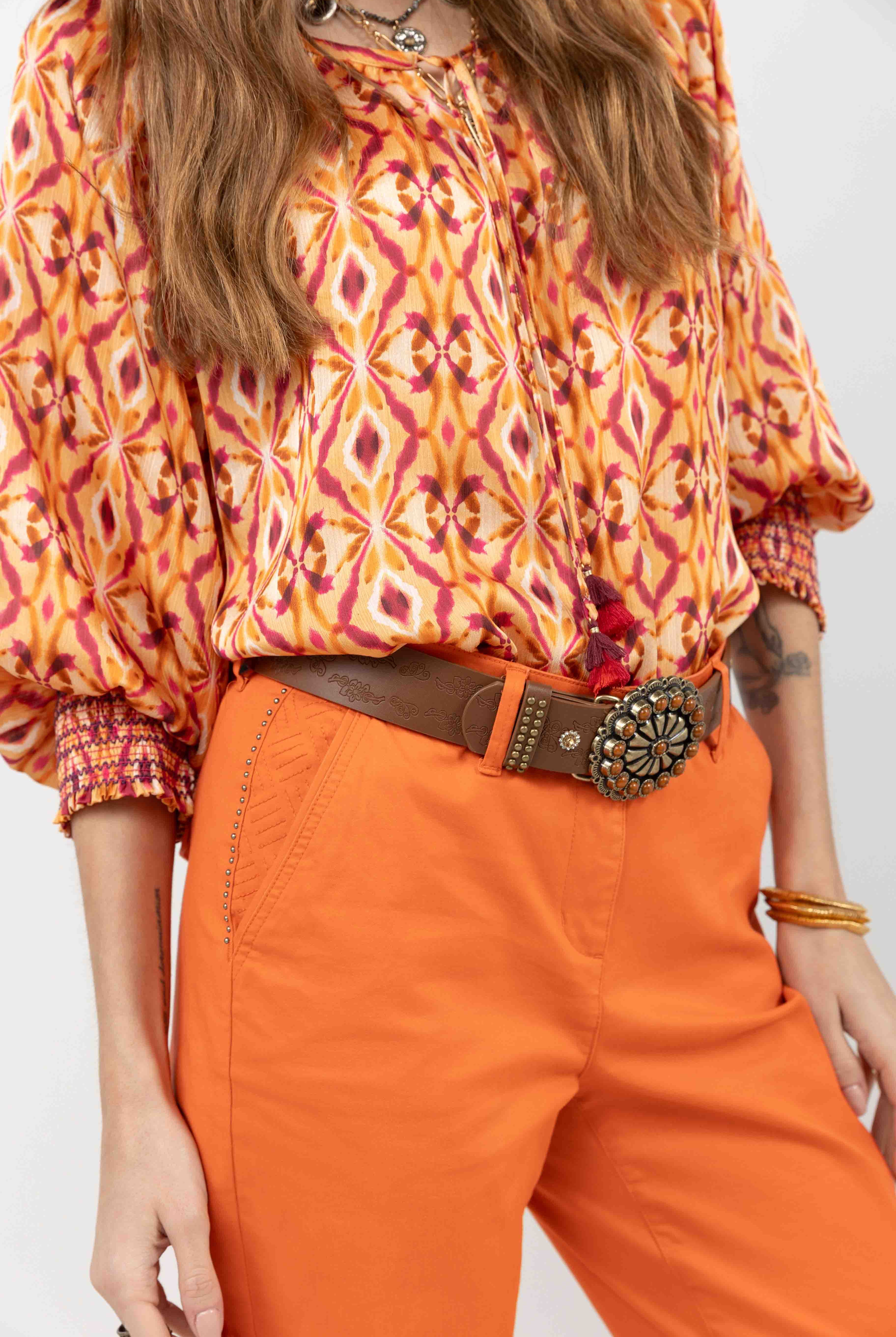 Pantalon chino orange moderne | Elora