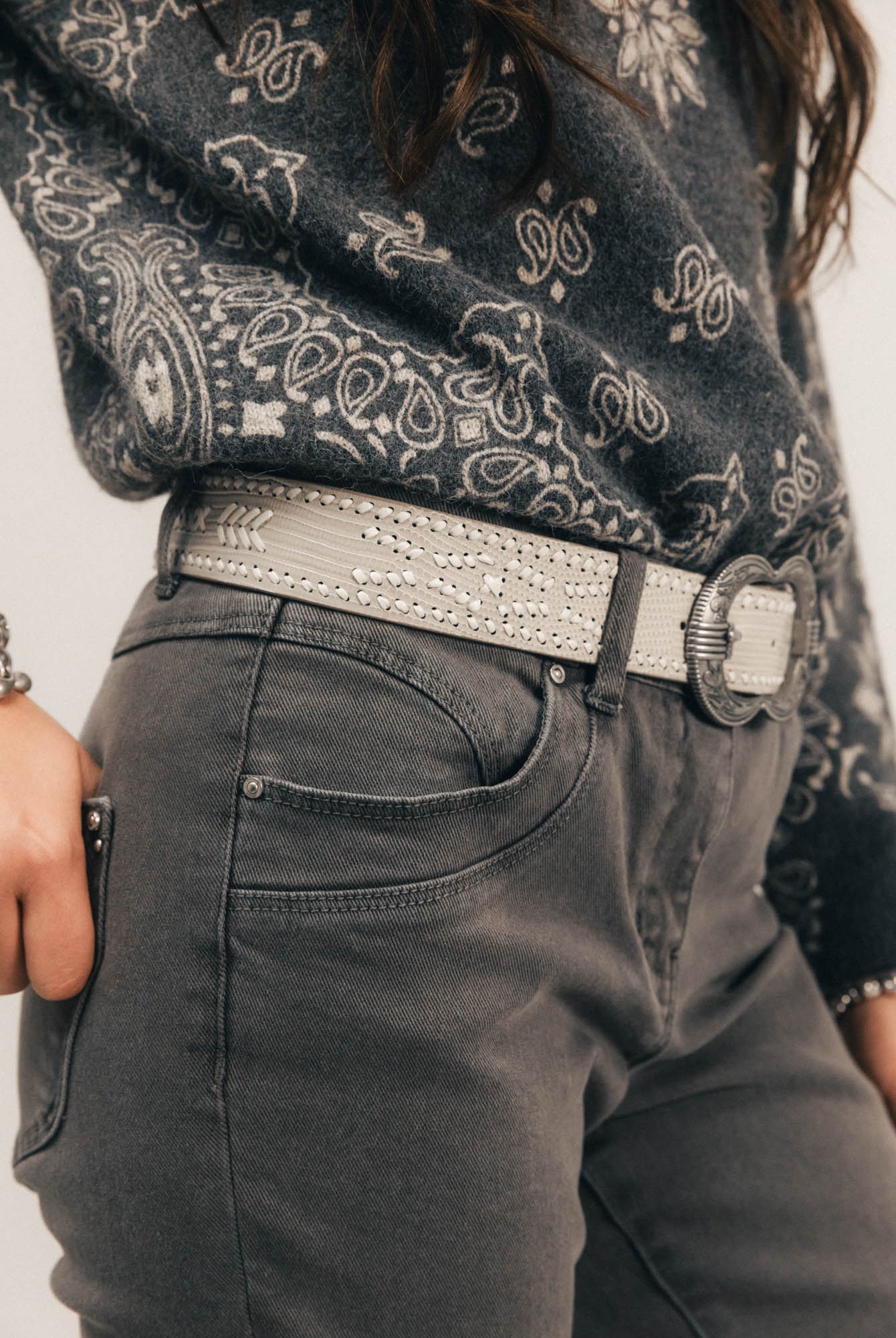 Pantalon gris coupe slim | Elora