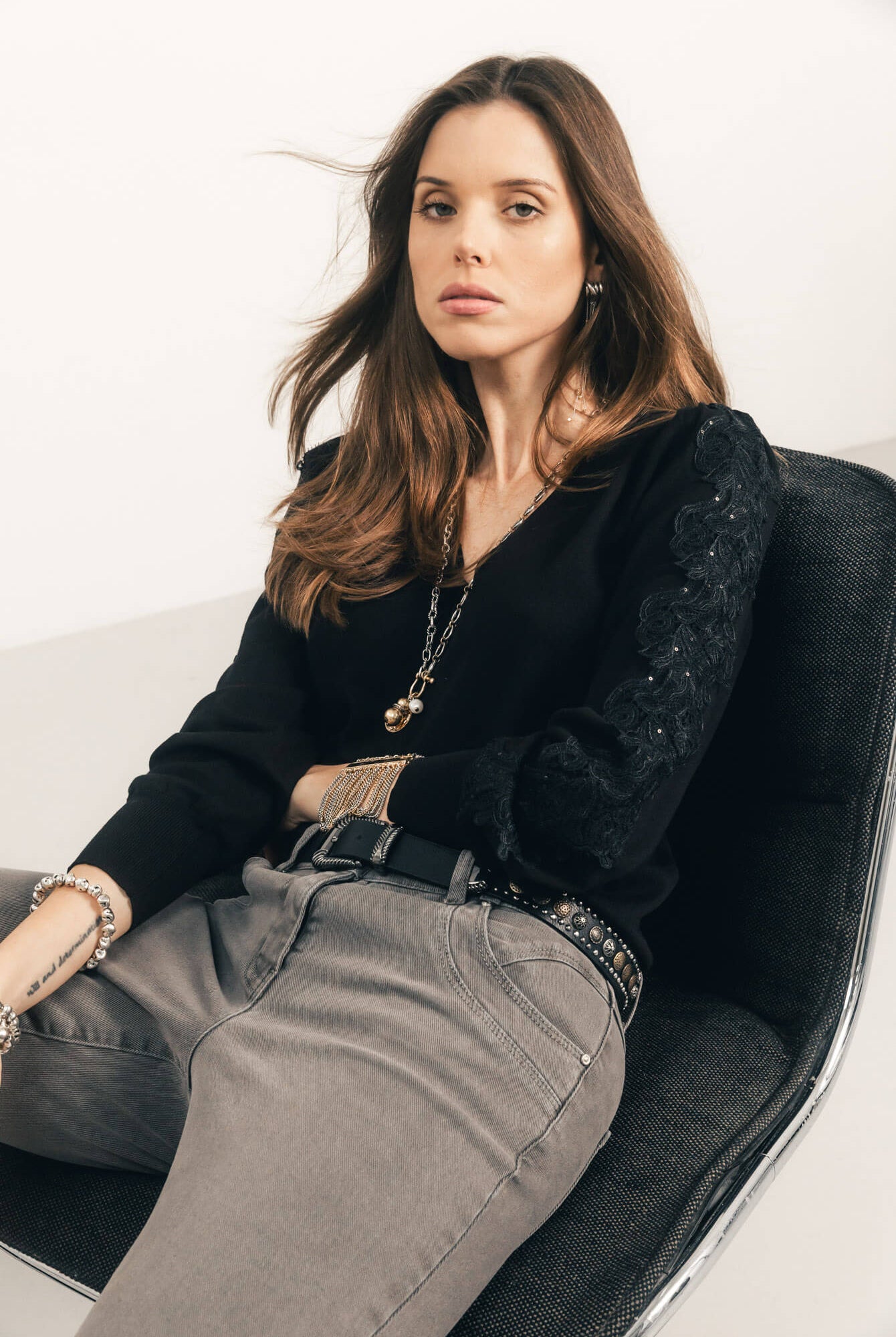 Pull noir dentelle | Elora
