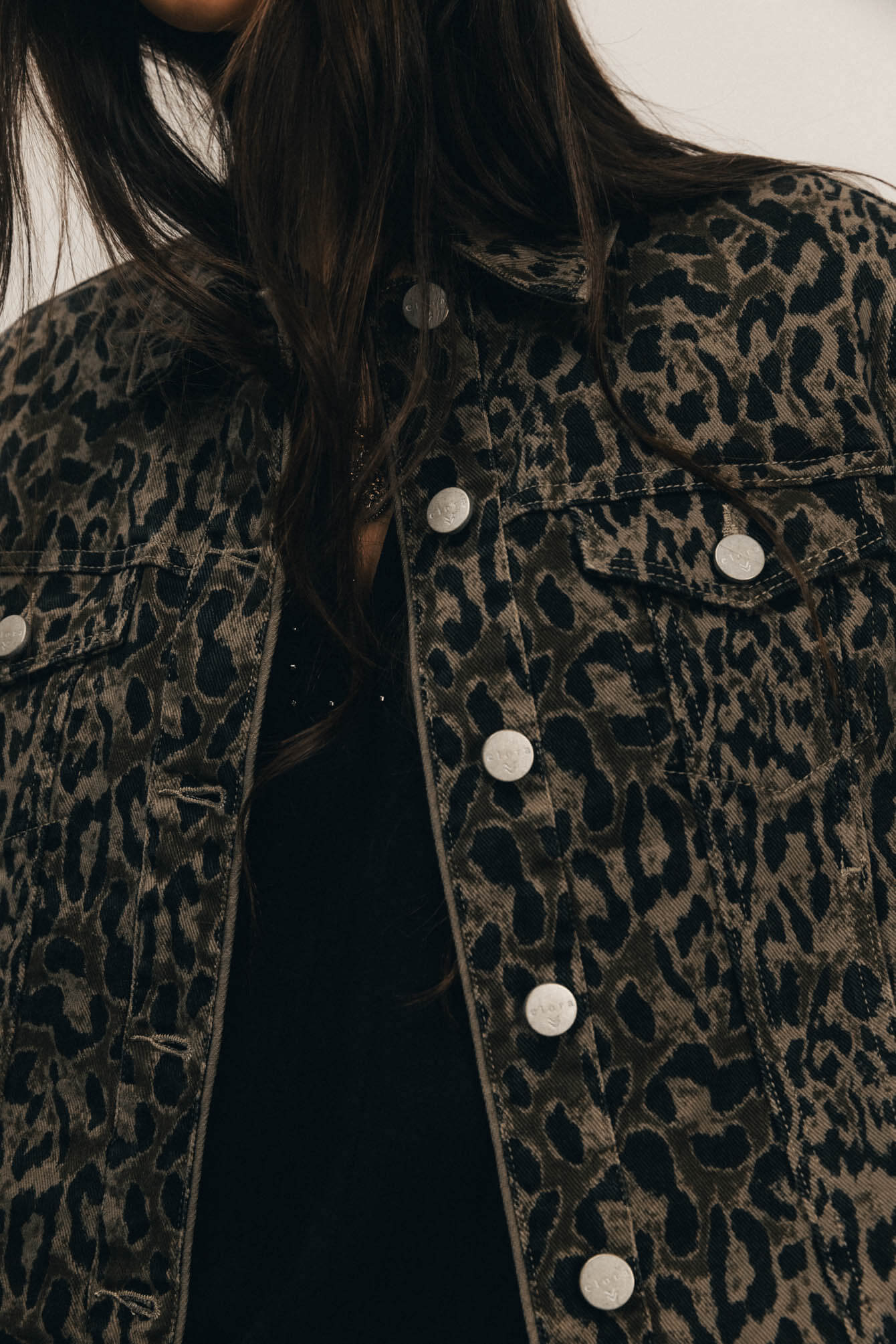 Veste denim léopard esprit western | Elora